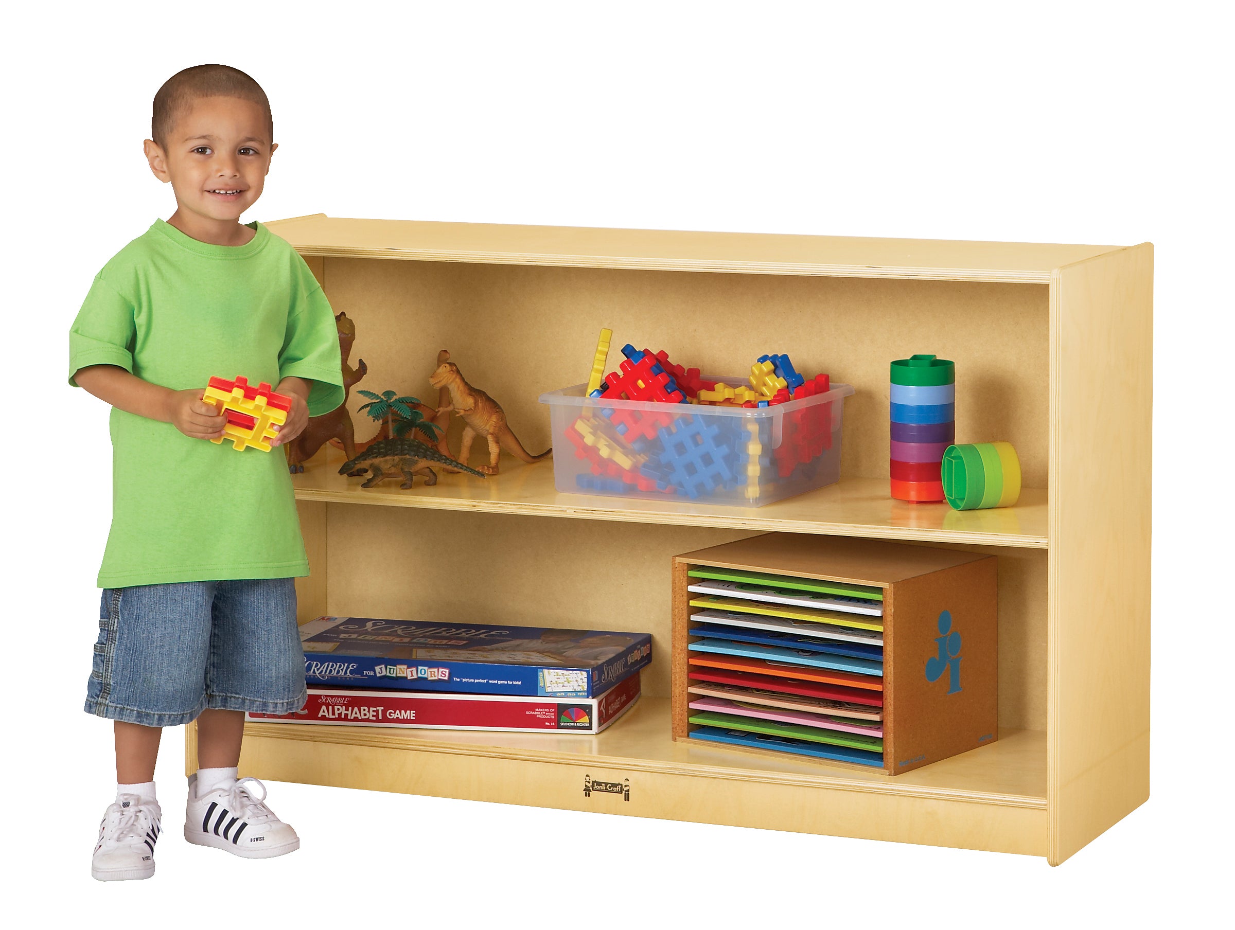 Jonti-Craft® Low Mobile Straight-Shelf - Magnetic Write-n-Wipe Back