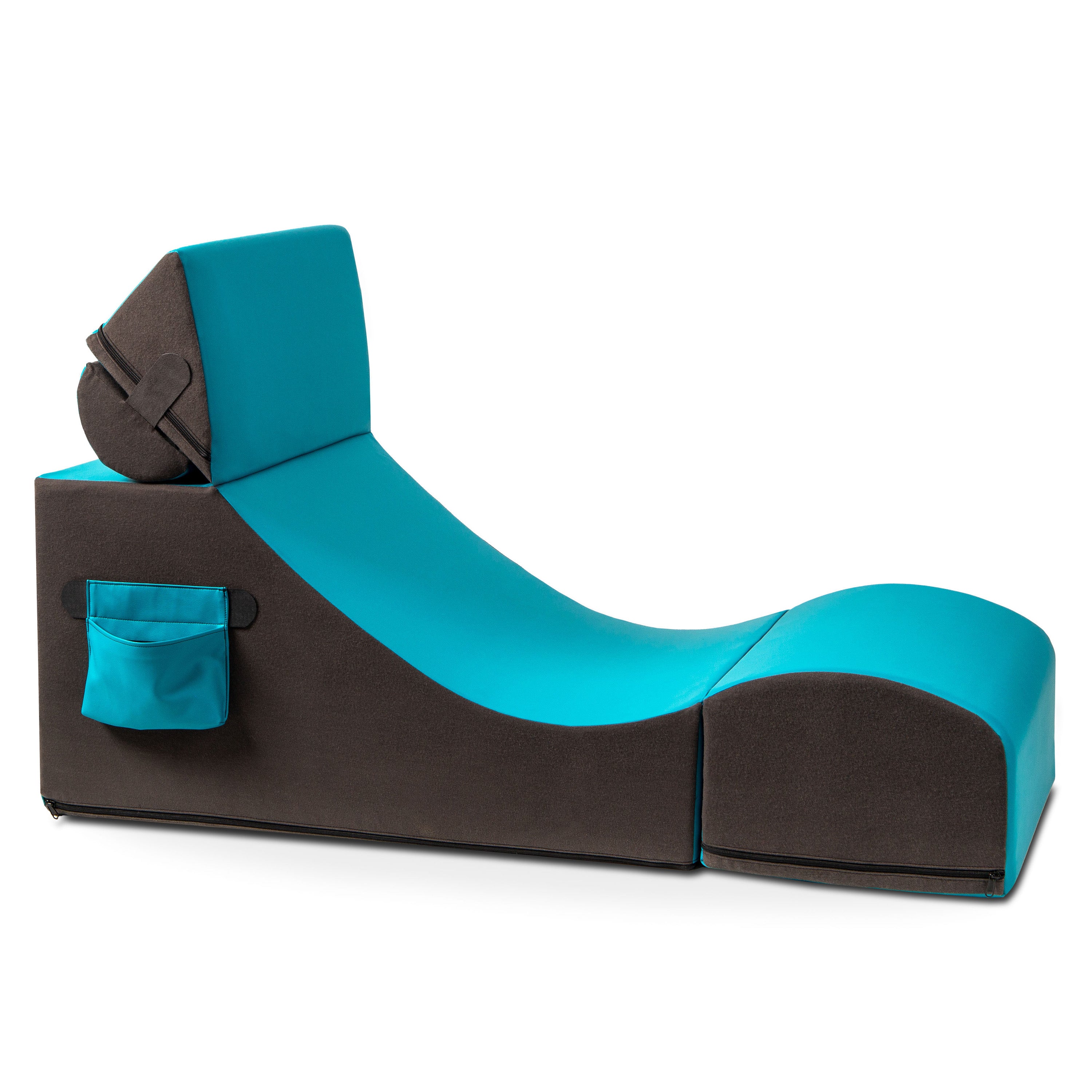 Jaxx Flexx V-Tex Convertible 3 in 1 Gamer Chair, Table, & Ottoman w/ Adjustable Headrest & Pocket - Vinyl Turqouise