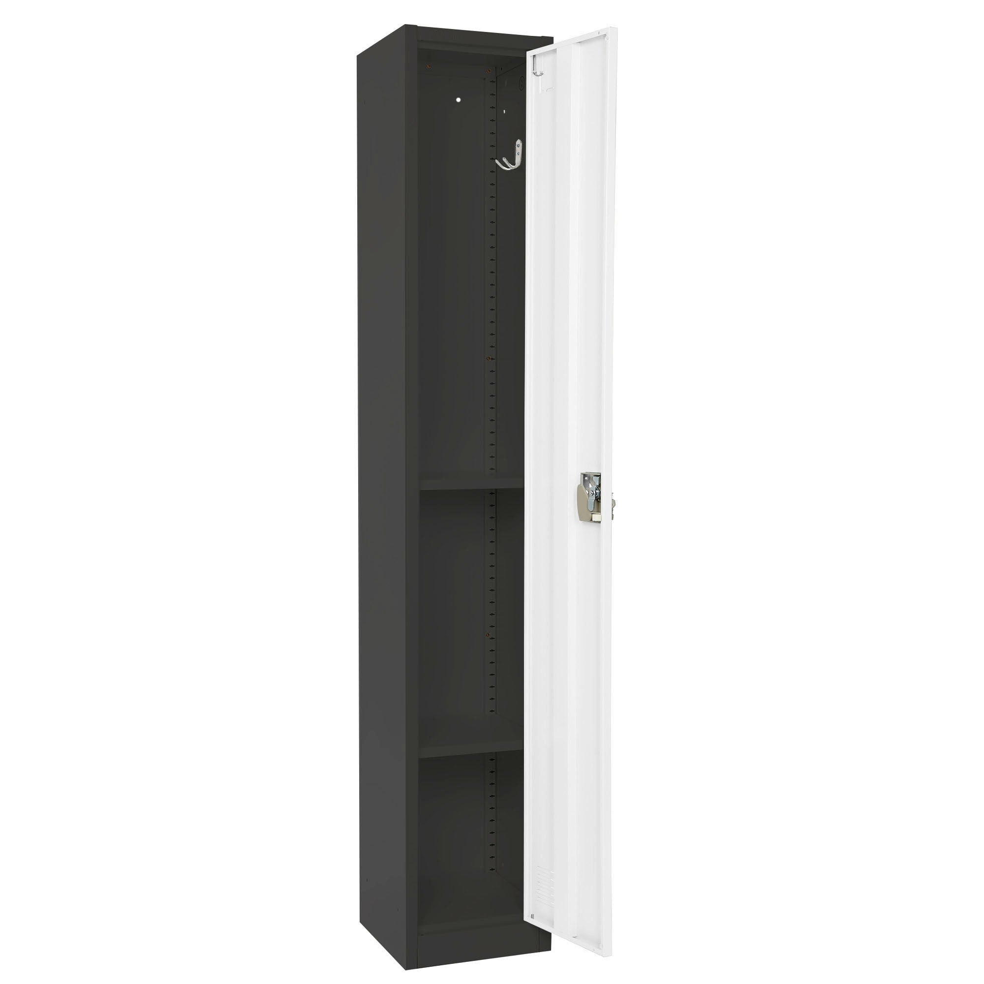 Large Single Door Locker – Black Body With White Doors 4-Pack