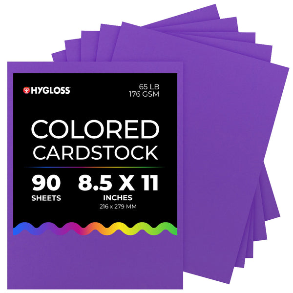 Hygloss Colored Cardstock - 8.5"x11", 90 sheets, Purple