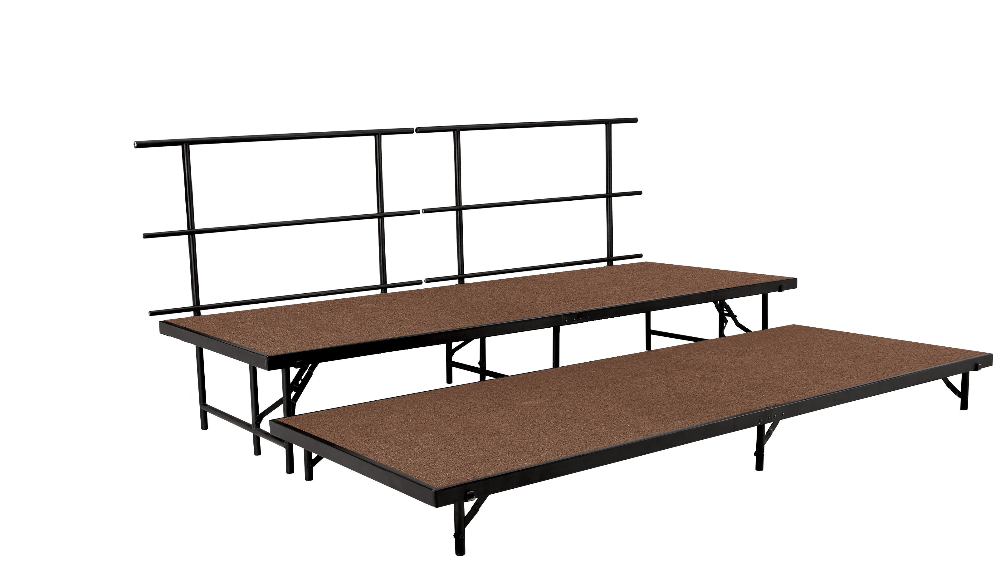 NPS® 2-Level Seated Riser Set, Hardboard (3' x 8' Platforms), Frame Color: Black