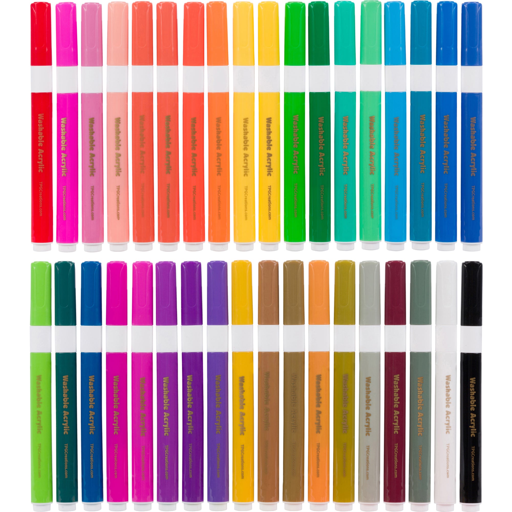 Washable Acrylic Markers, Assorted, 36 Pack