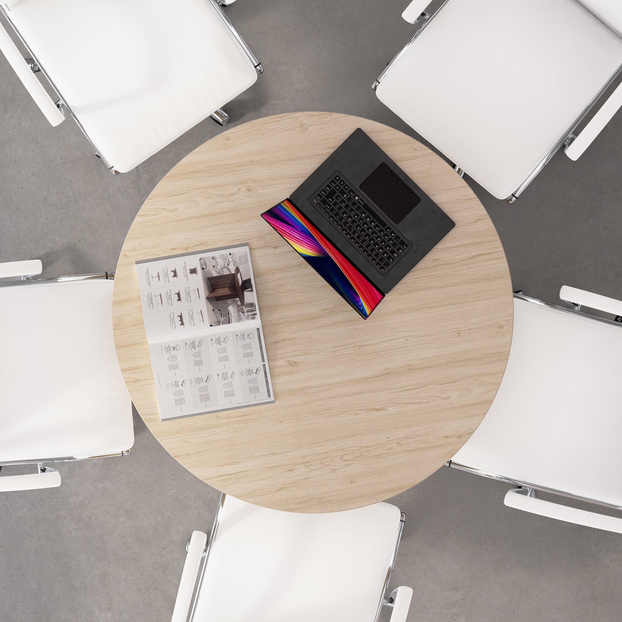 Bush Business Furniture 42-inch Round Conference Table with Wood Base in Natural Elm - 41.38" Width x 41.38" Depth x 30.33" Height