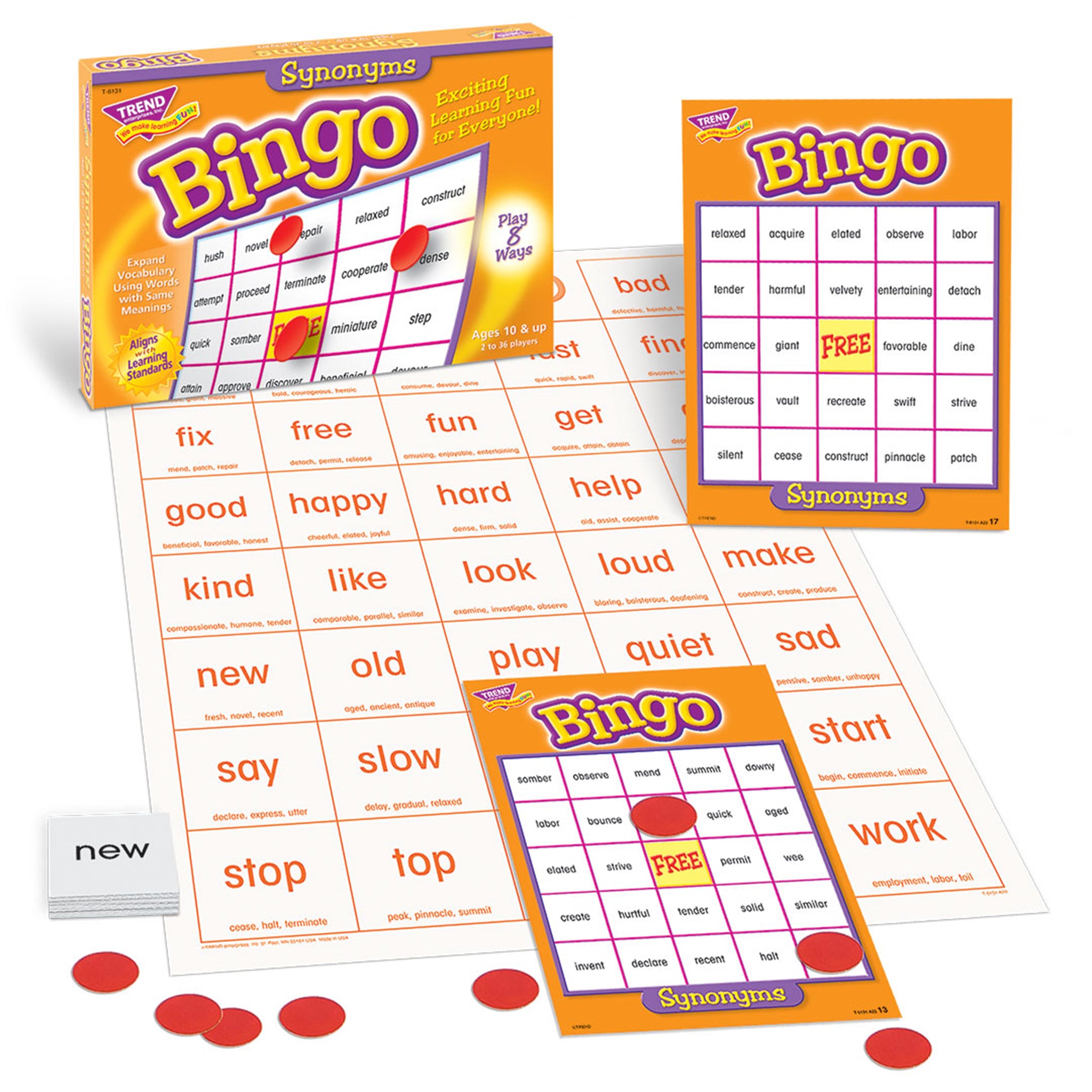 BINGO SYNONYMS AGES 10 & UP
