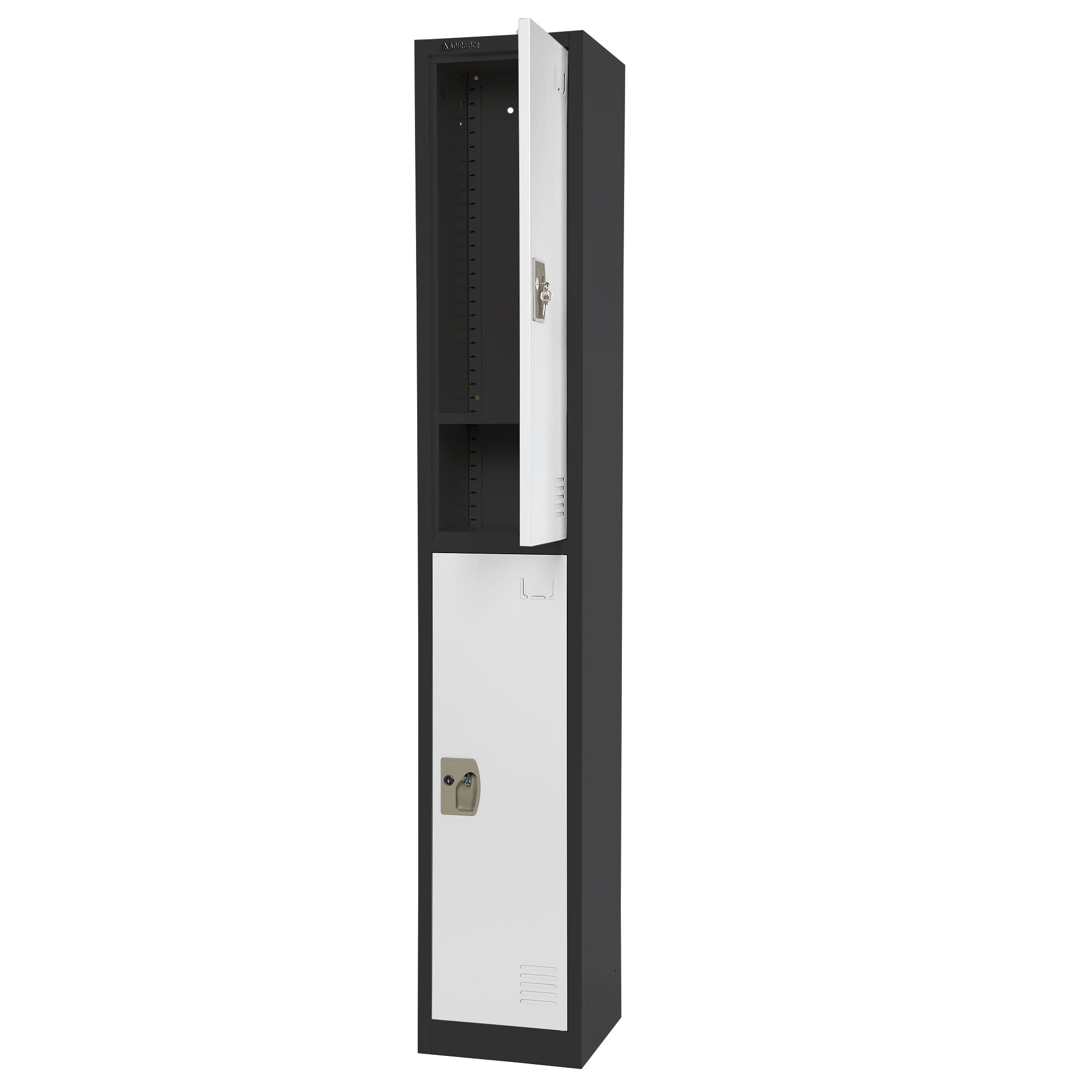 Large 2 Door Locker – Black Body With White Doors 2-Pack