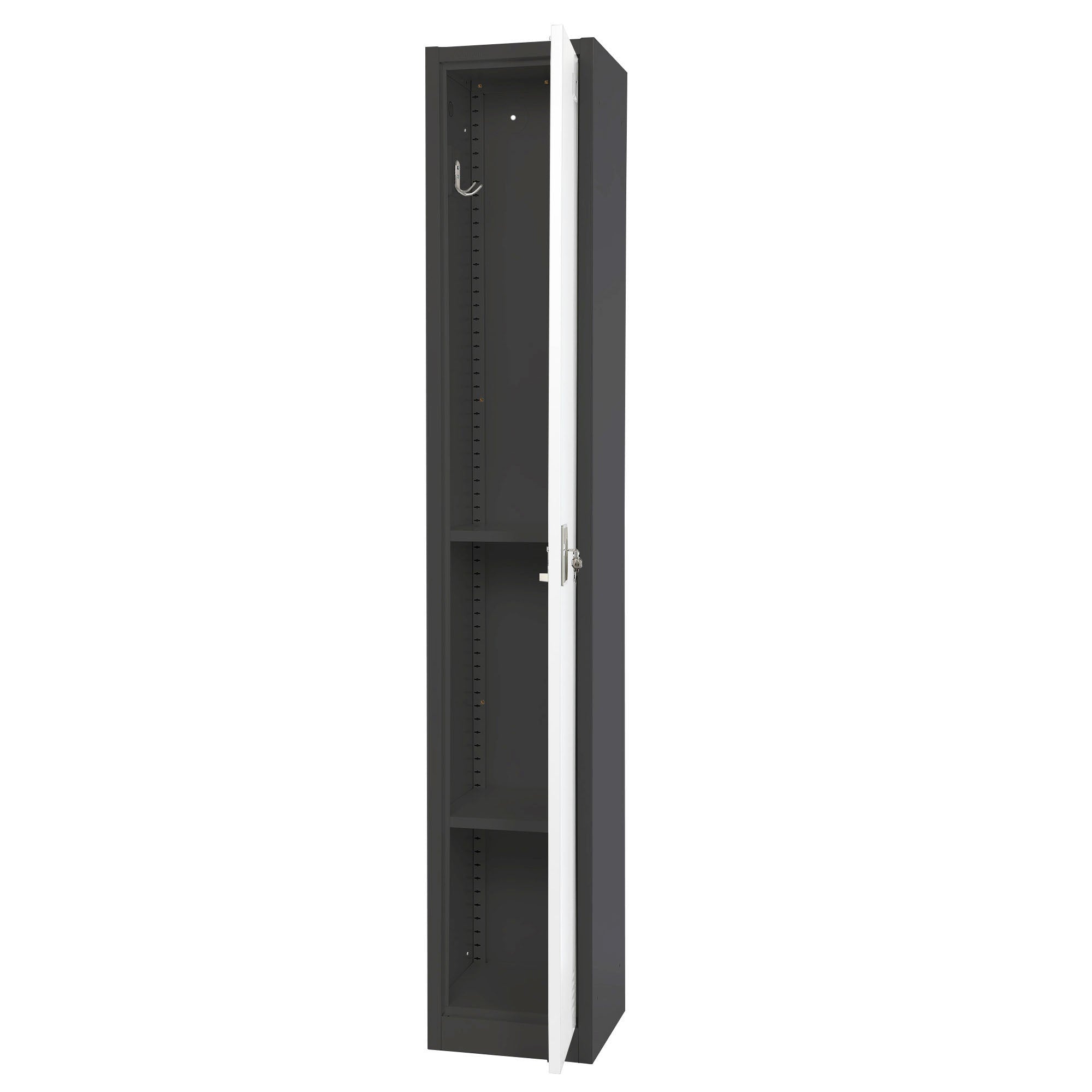 Large Single Door Locker – Black Body With White Doors 2-Pack