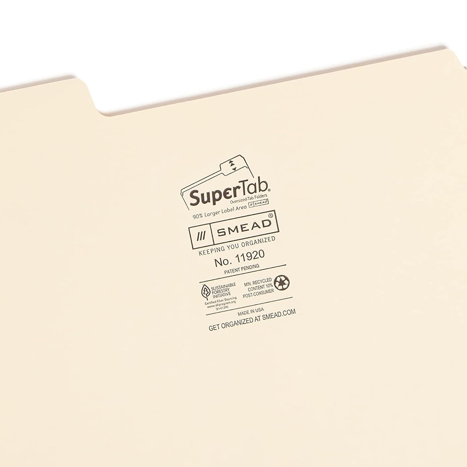 SuperTab® File Folder, Oversized 1/3-Cut Tab, Letter Size, Manila, Pack of 24