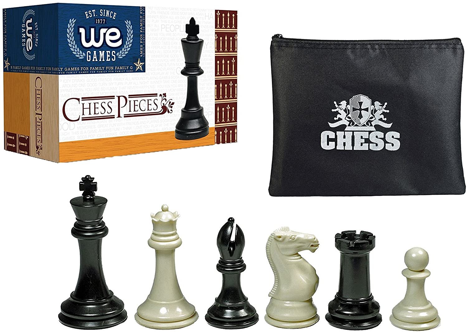 Tournament Triple Weighted Plastic Chess Pieces, 4 in. King