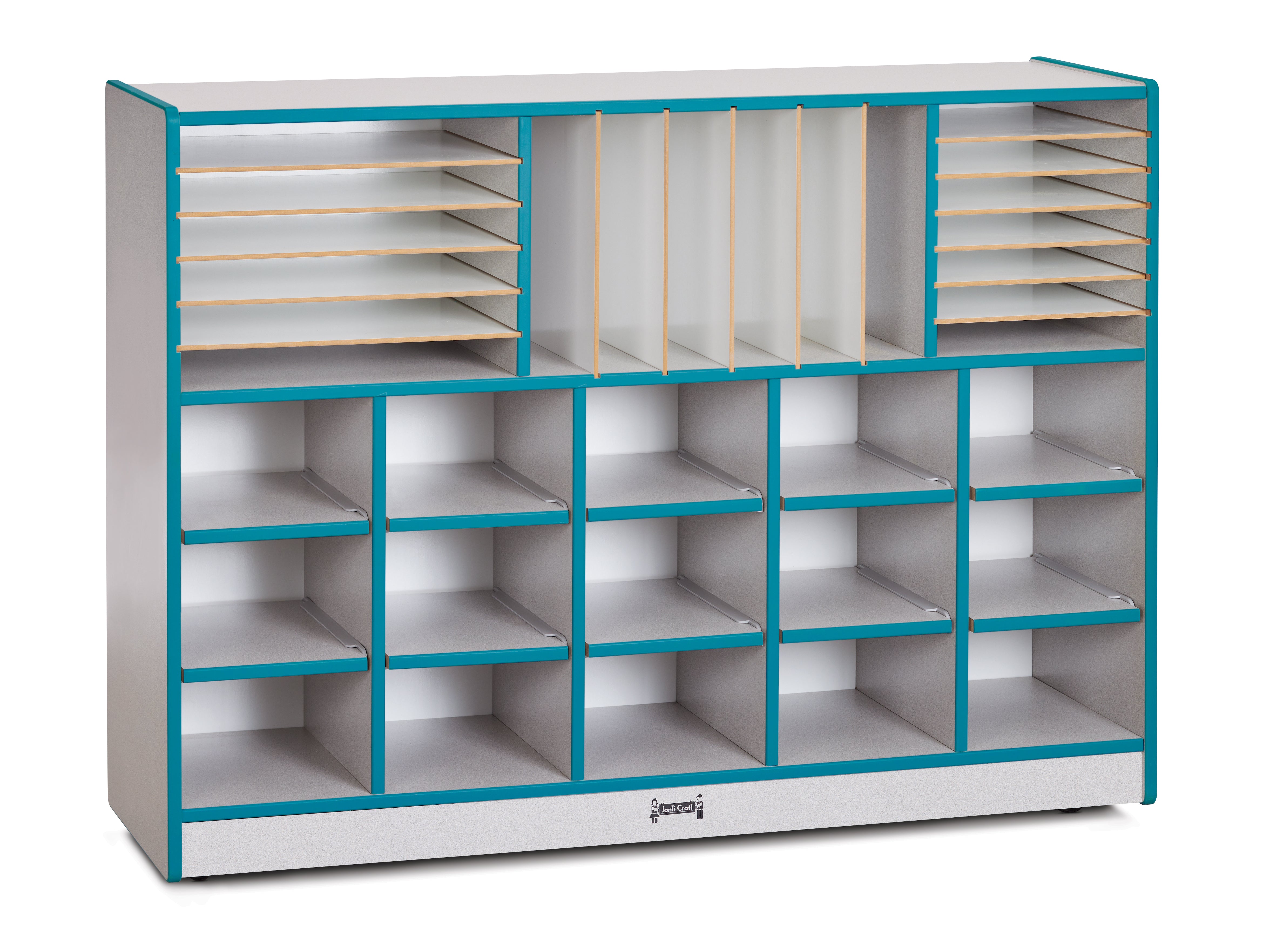 Rainbow Accents® Sectional Cubbie-Tray Mobile Unit - with Trays - Teal