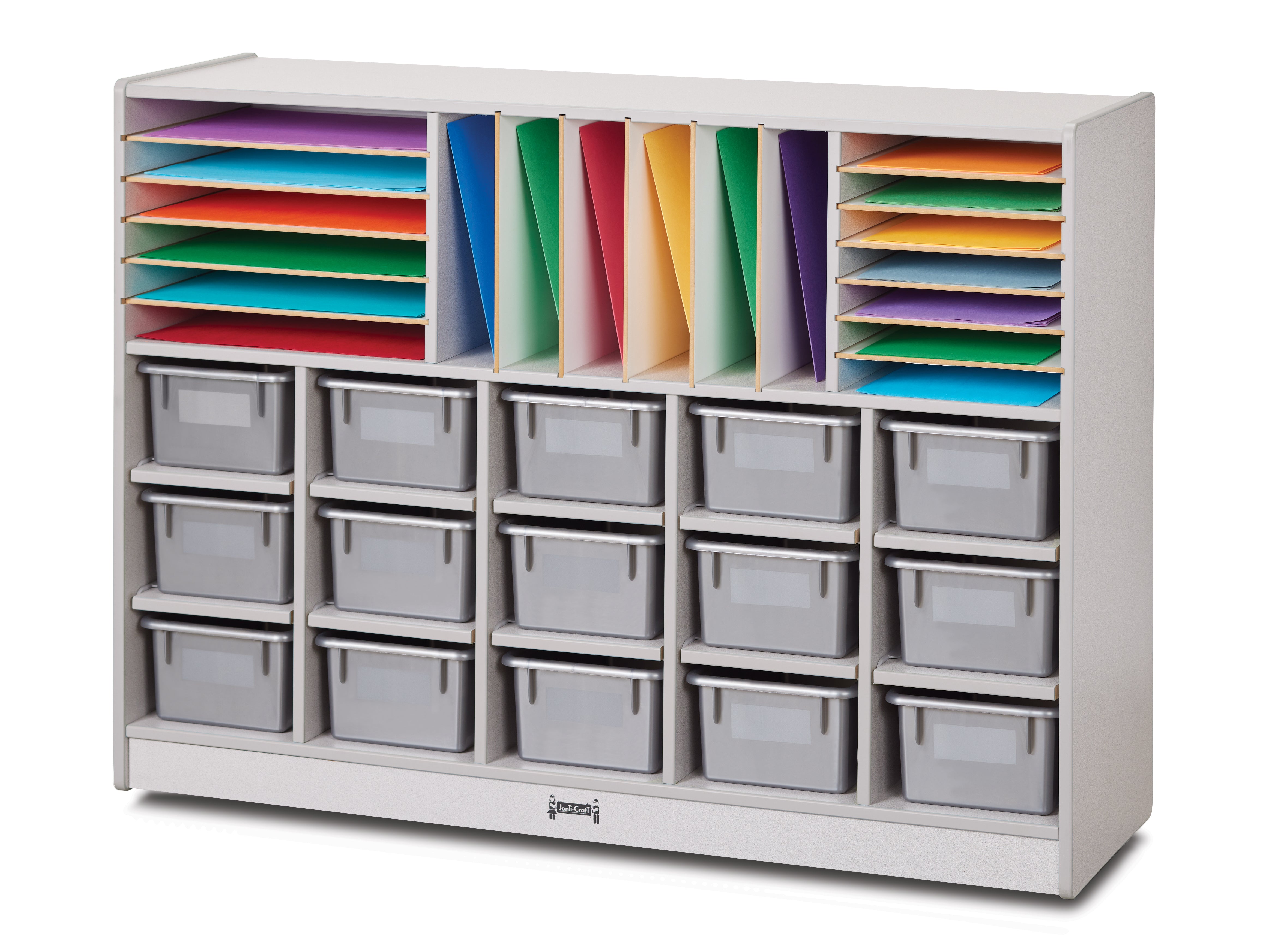 Rainbow Accents® Sectional Cubbie-Tray Mobile Unit - with Trays  - Gray
