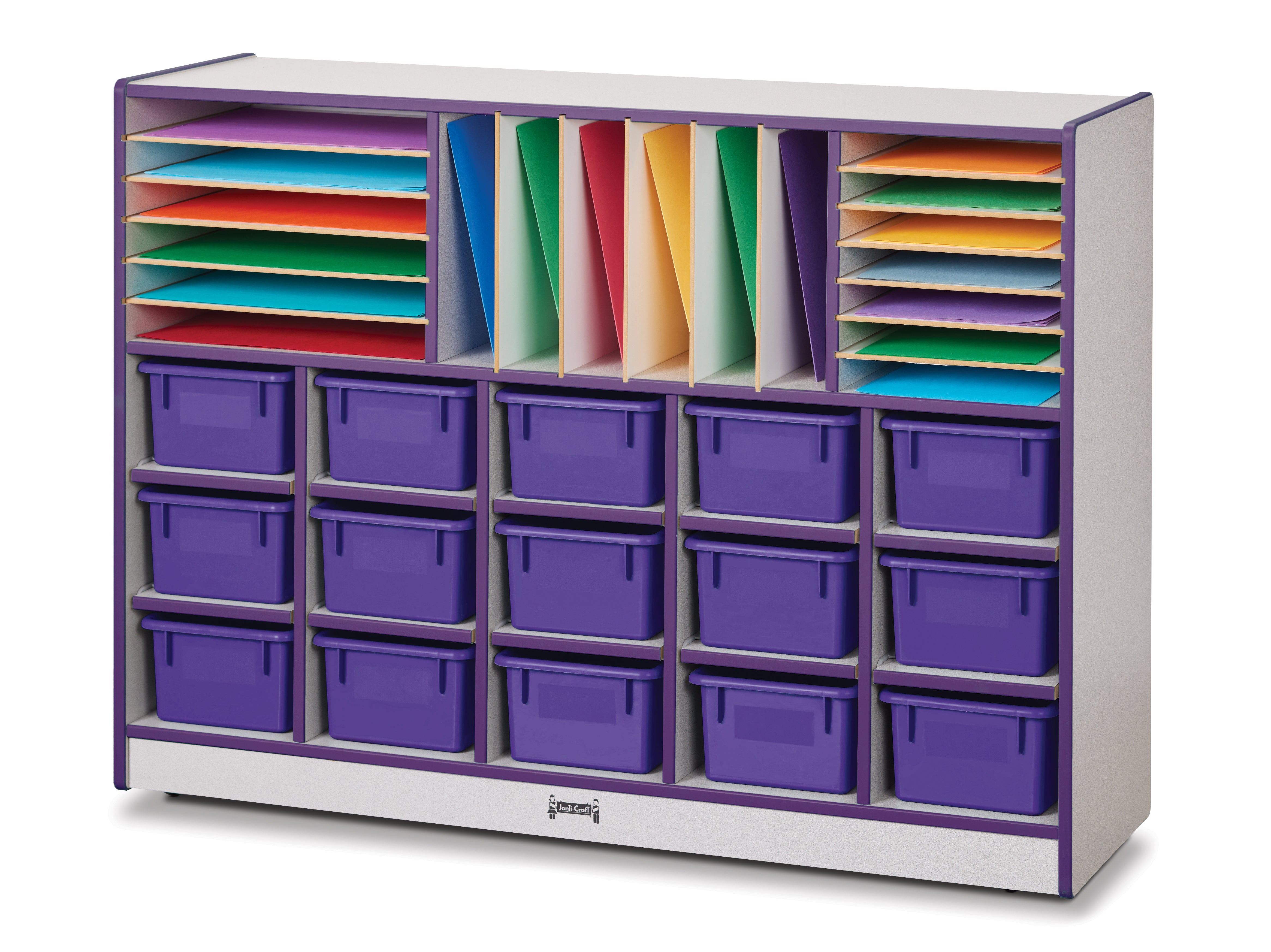 Rainbow Accents® Sectional Cubbie-Tray Mobile Unit - with Trays - Purple