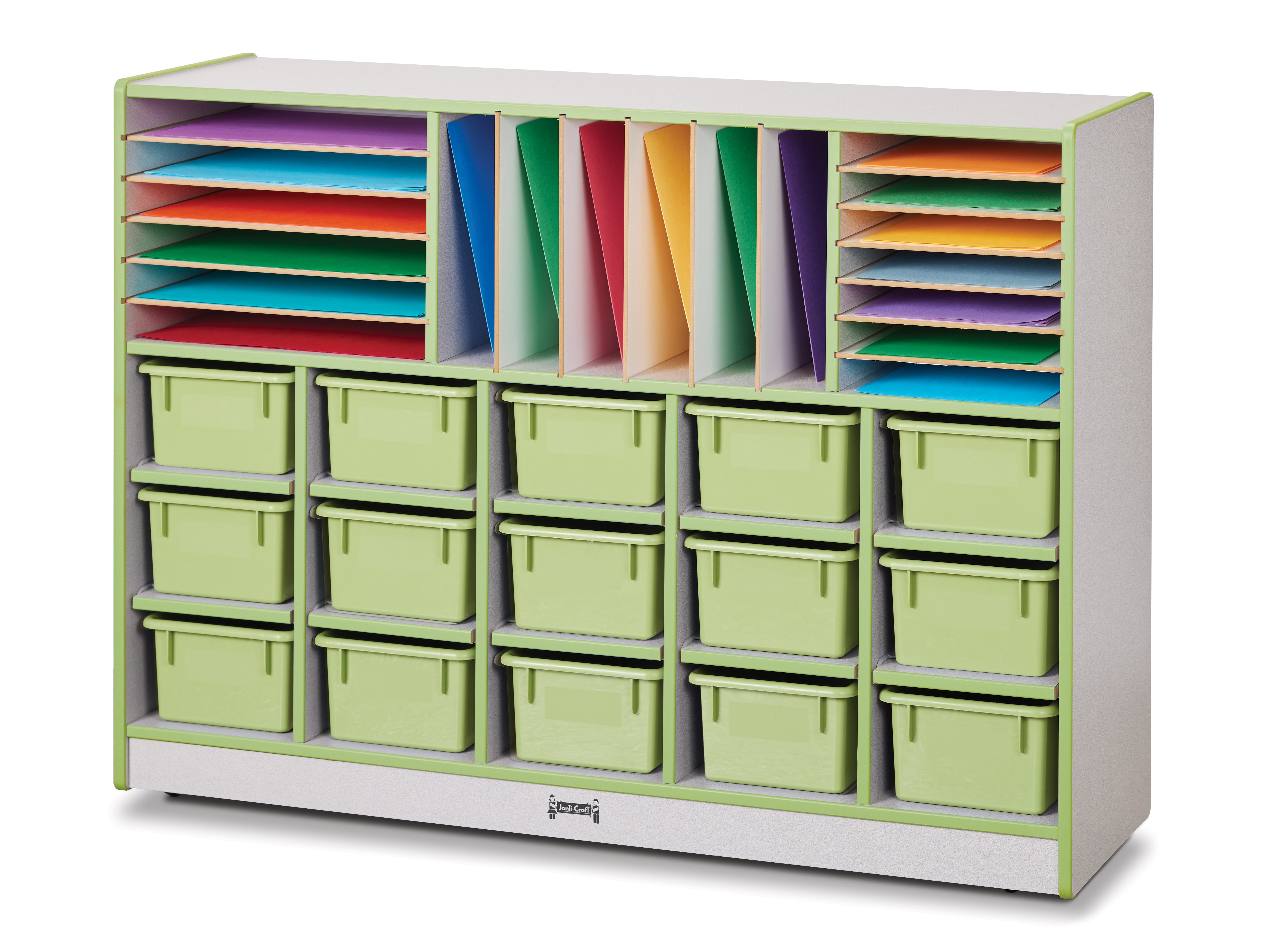 Rainbow Accents® Sectional Cubbie-Tray Mobile Unit - with Trays - Key Lime Green