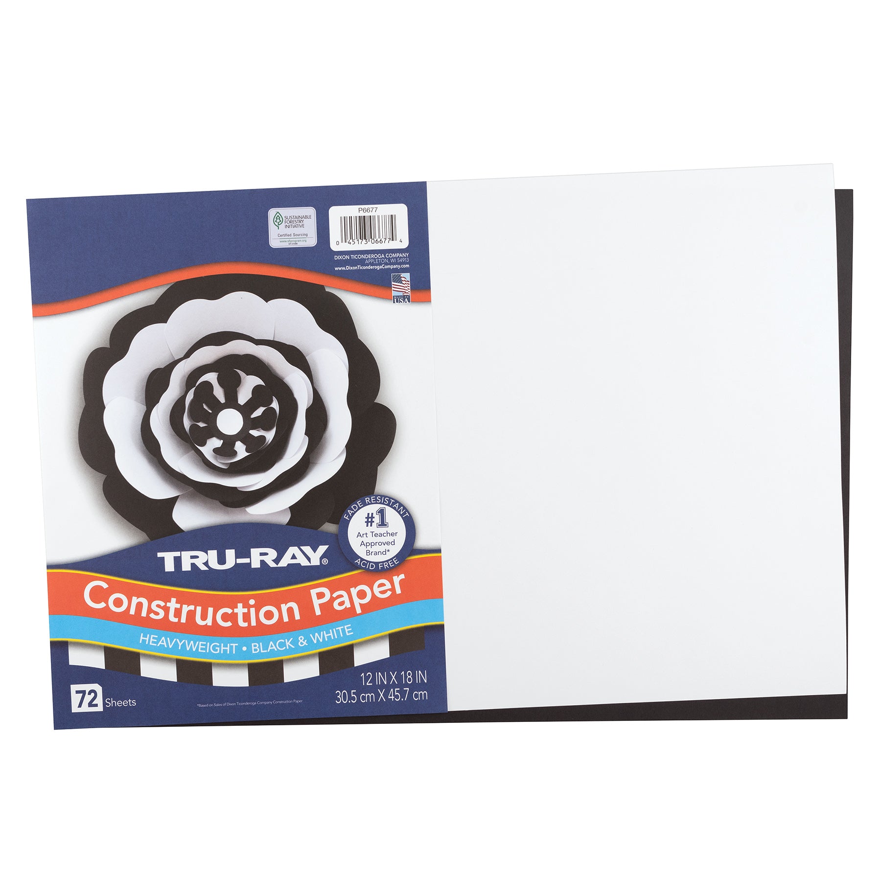 Premium Construction Paper, Heavyweight, Black & White, 12" x 18", 72 Sheets
