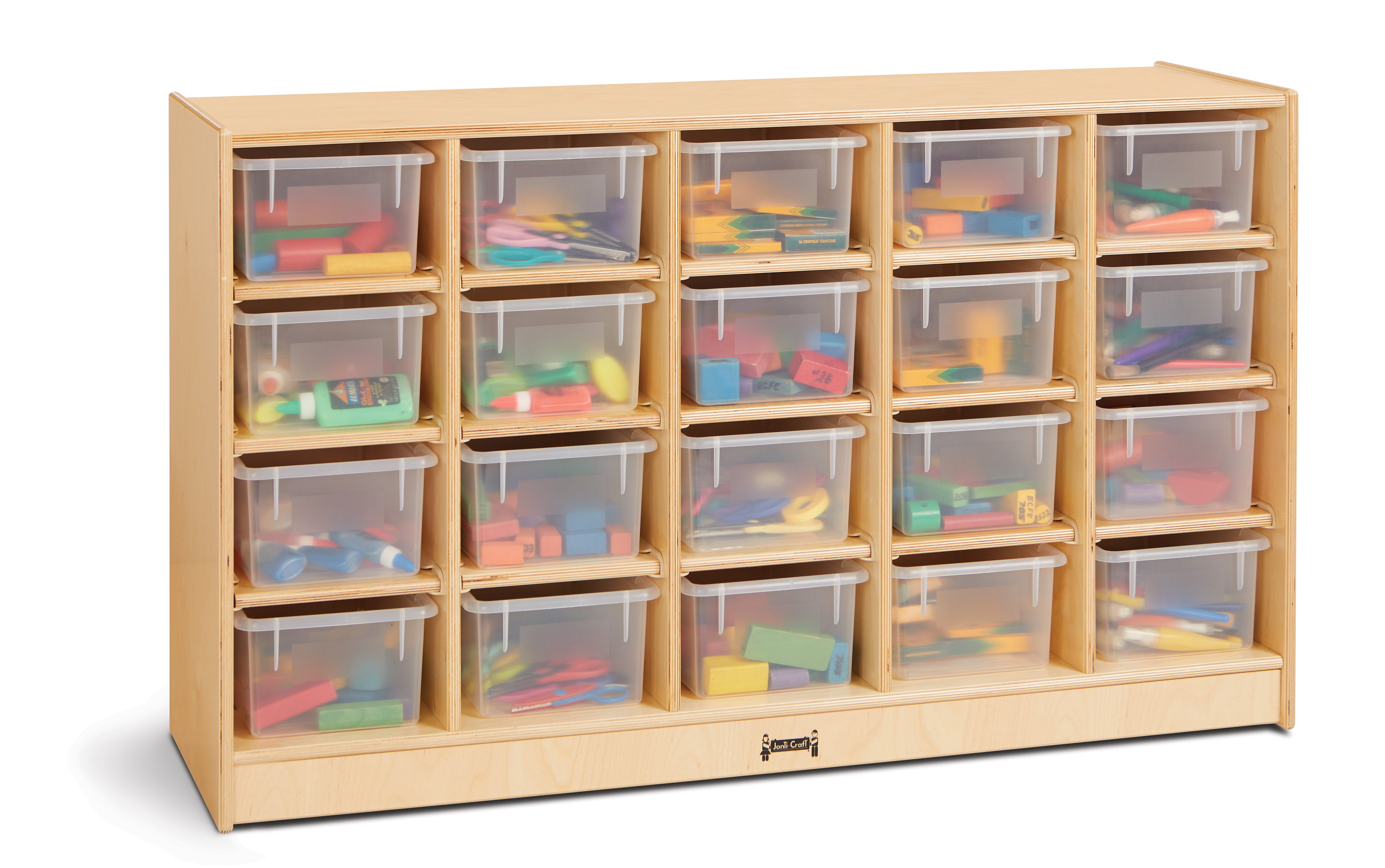 Jonti-Craft® 20 Cubbie-Tray Mobile Storage - with Clear Trays - Magnetic Write-n-Wipe Back