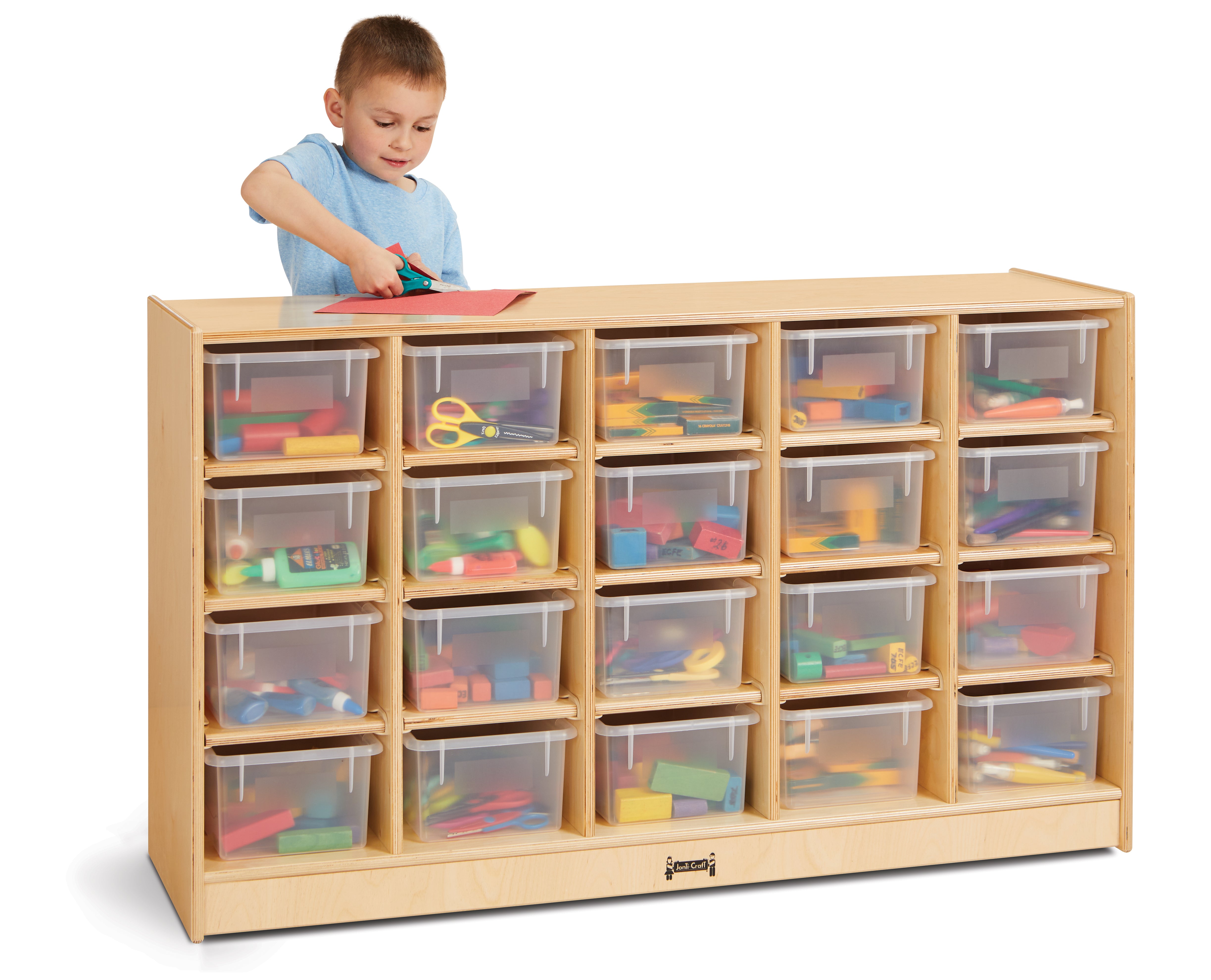 Jonti-Craft® 20 Cubbie-Tray Mobile Storage - with Clear Trays