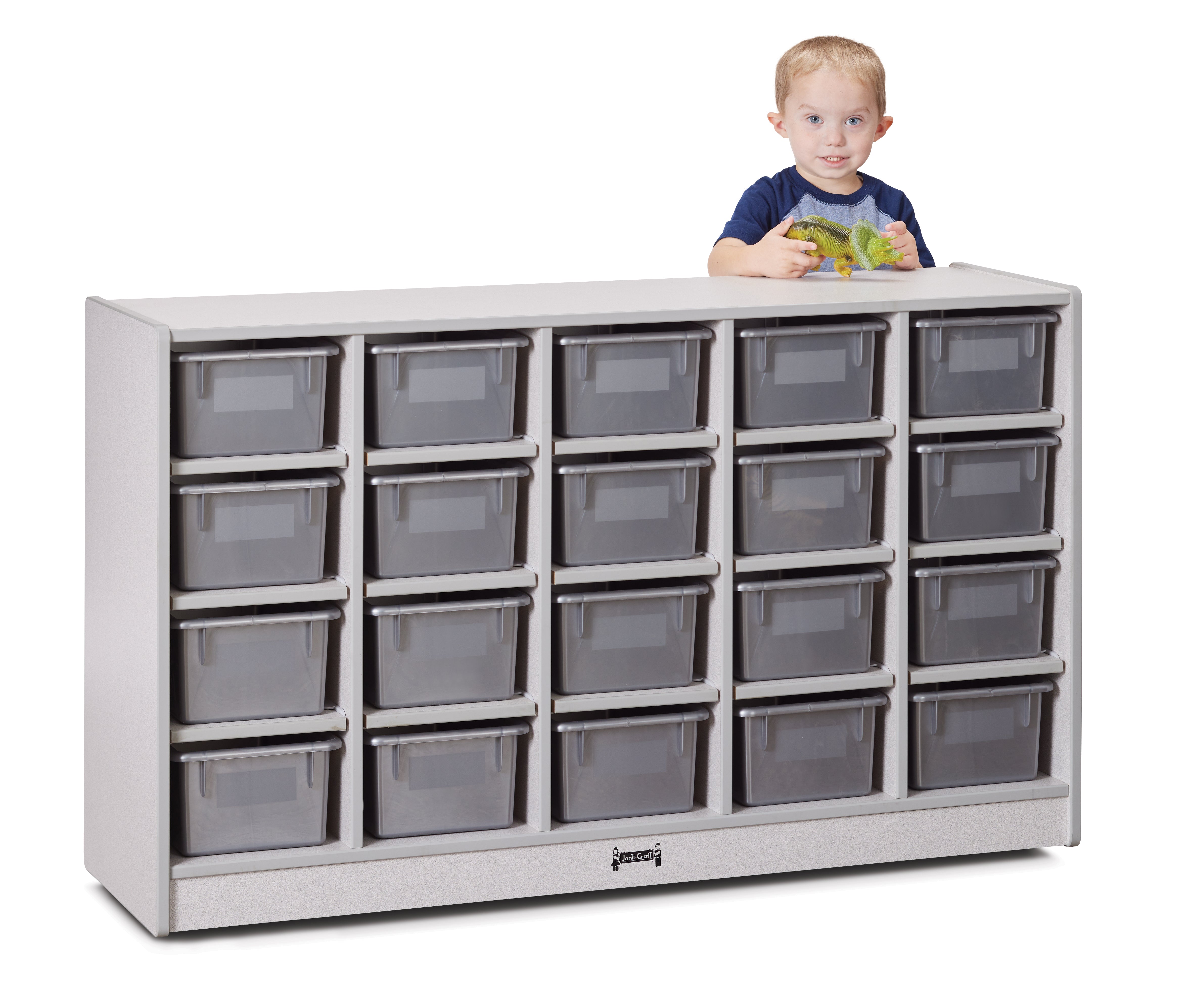 Rainbow Accents® 20 Cubbie-Tray Mobile Storage - with Trays  - Gray
