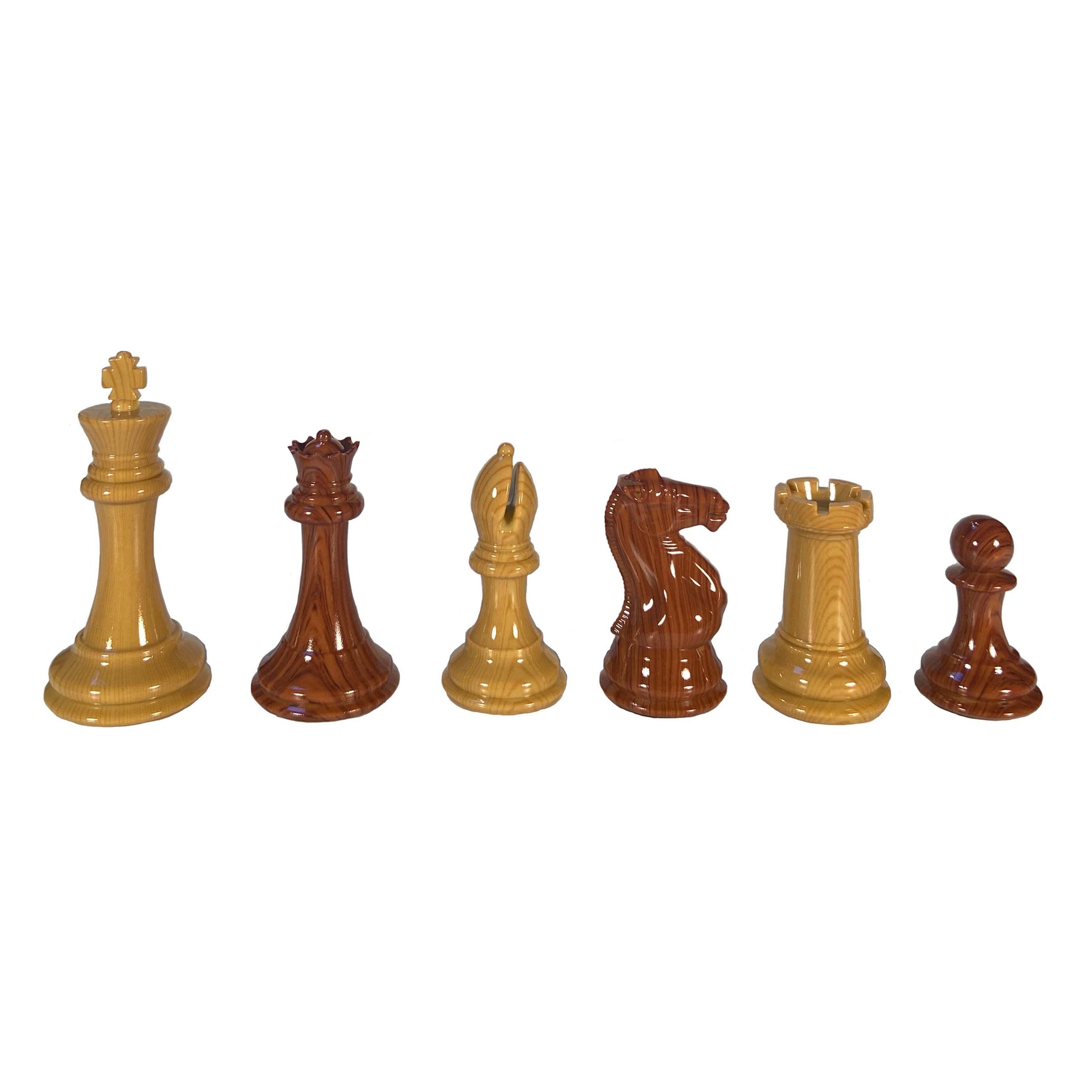 Wood Grain Spruce-Tek Chess Pieces with 4 1/8" King