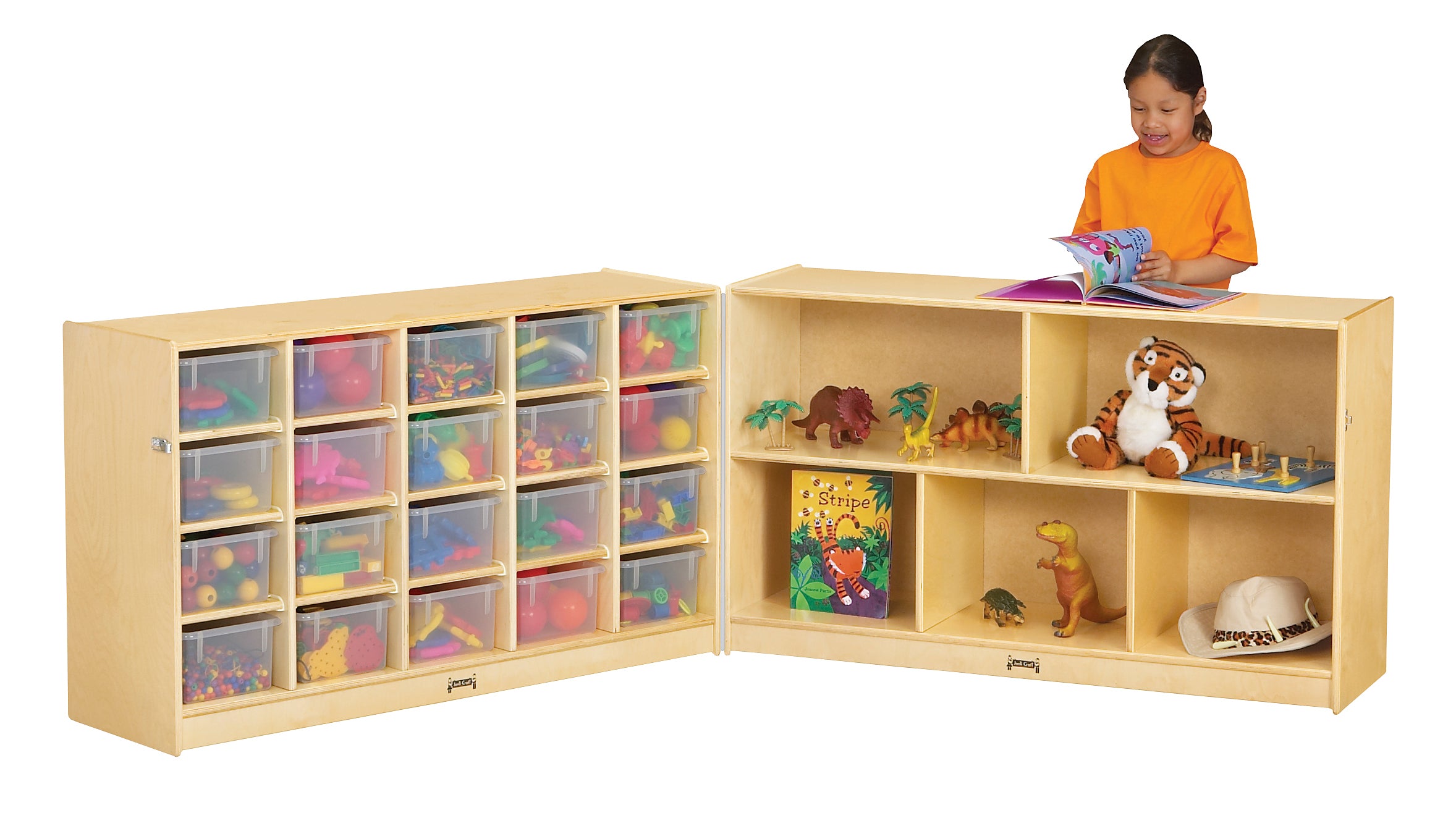 Jonti-Craft® 20 Cubbie-Tray Fold-n-Lock - with Clear Trays