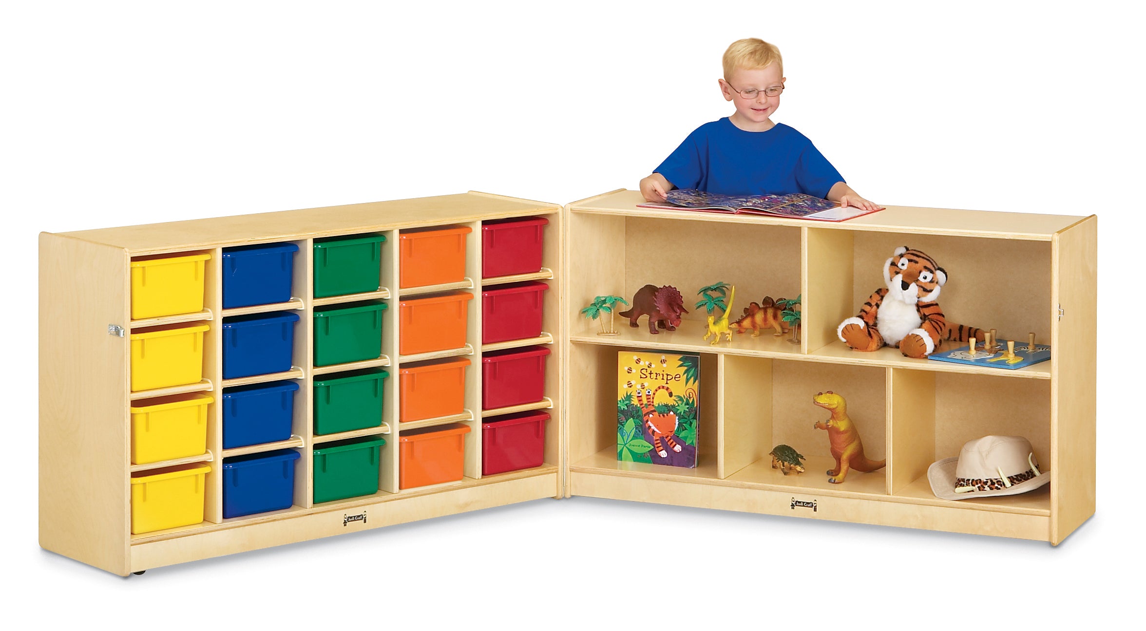 Jonti-Craft® 20 Cubbie-Tray Fold-n-Lock - with Clear Trays