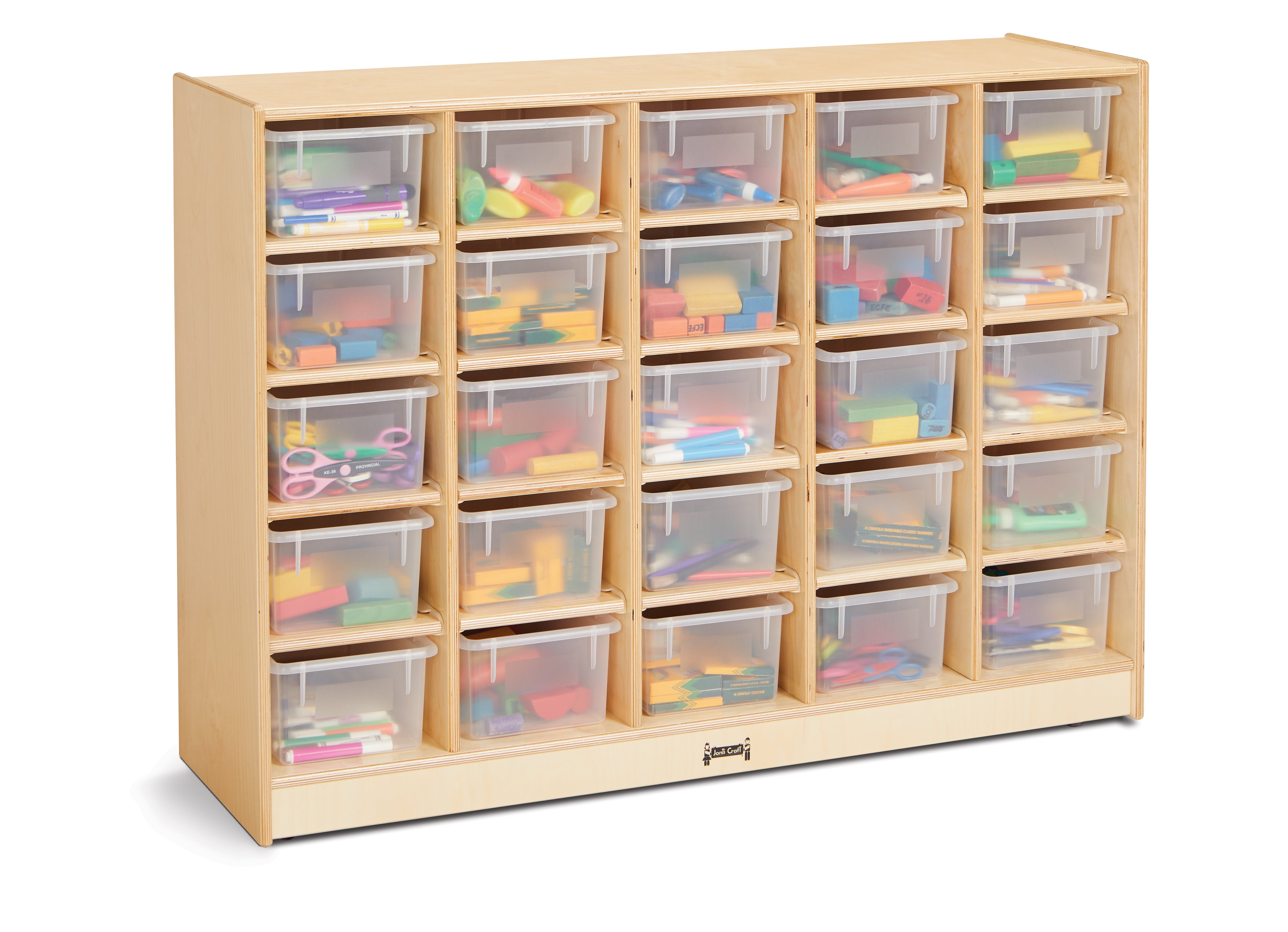 Jonti-Craft® 25 Cubbie-Tray Mobile Storage - with Clear Trays - Plywood Back