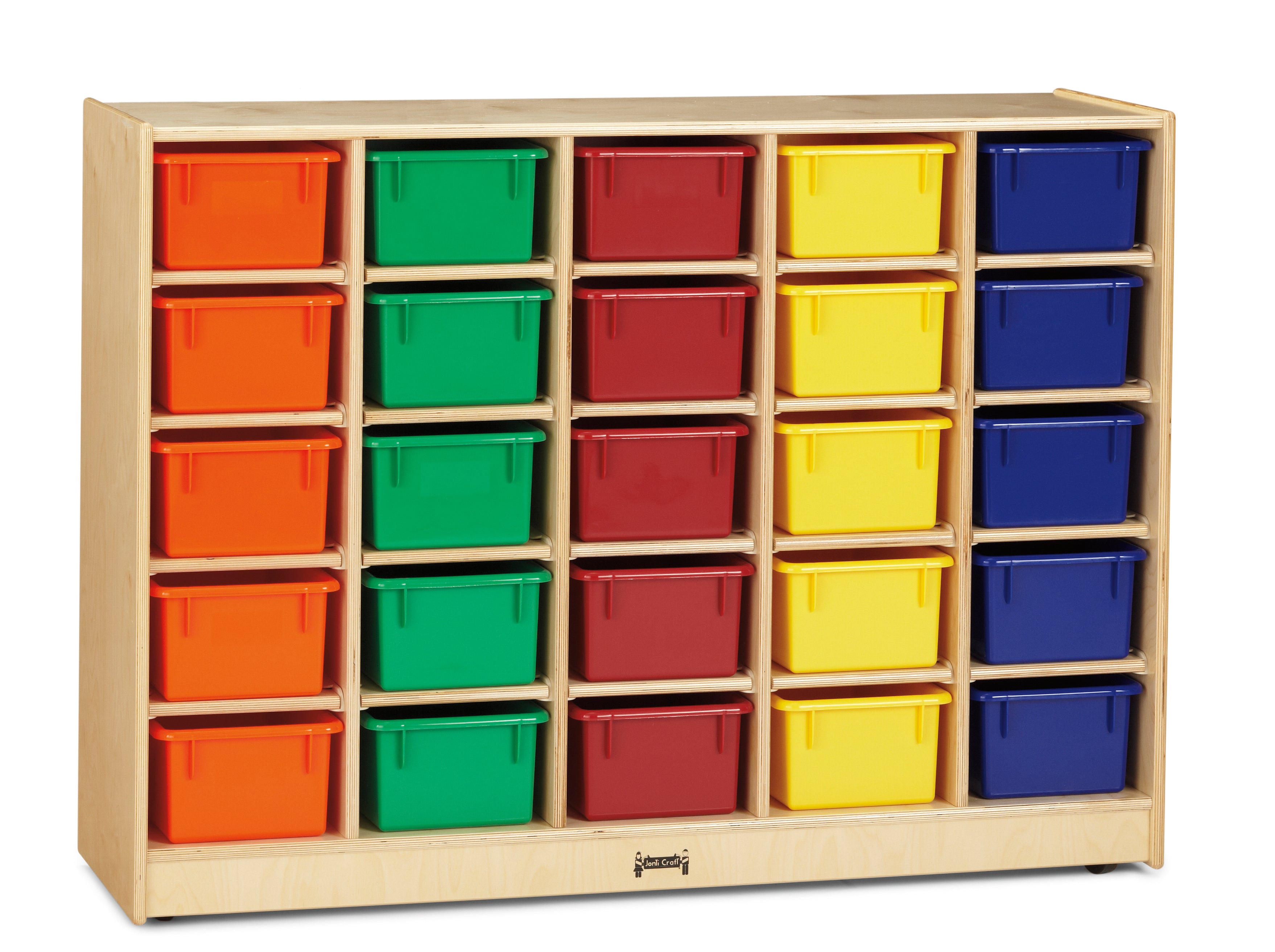 Jonti-Craft® 25 Cubbie-Tray Mobile Storage - with Colored Trays - Magnetic Write-n-Wipe Back