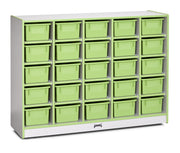 Rainbow Accents® 25 Cubbie-Tray Mobile Storage - with Trays  - Key Lime Green