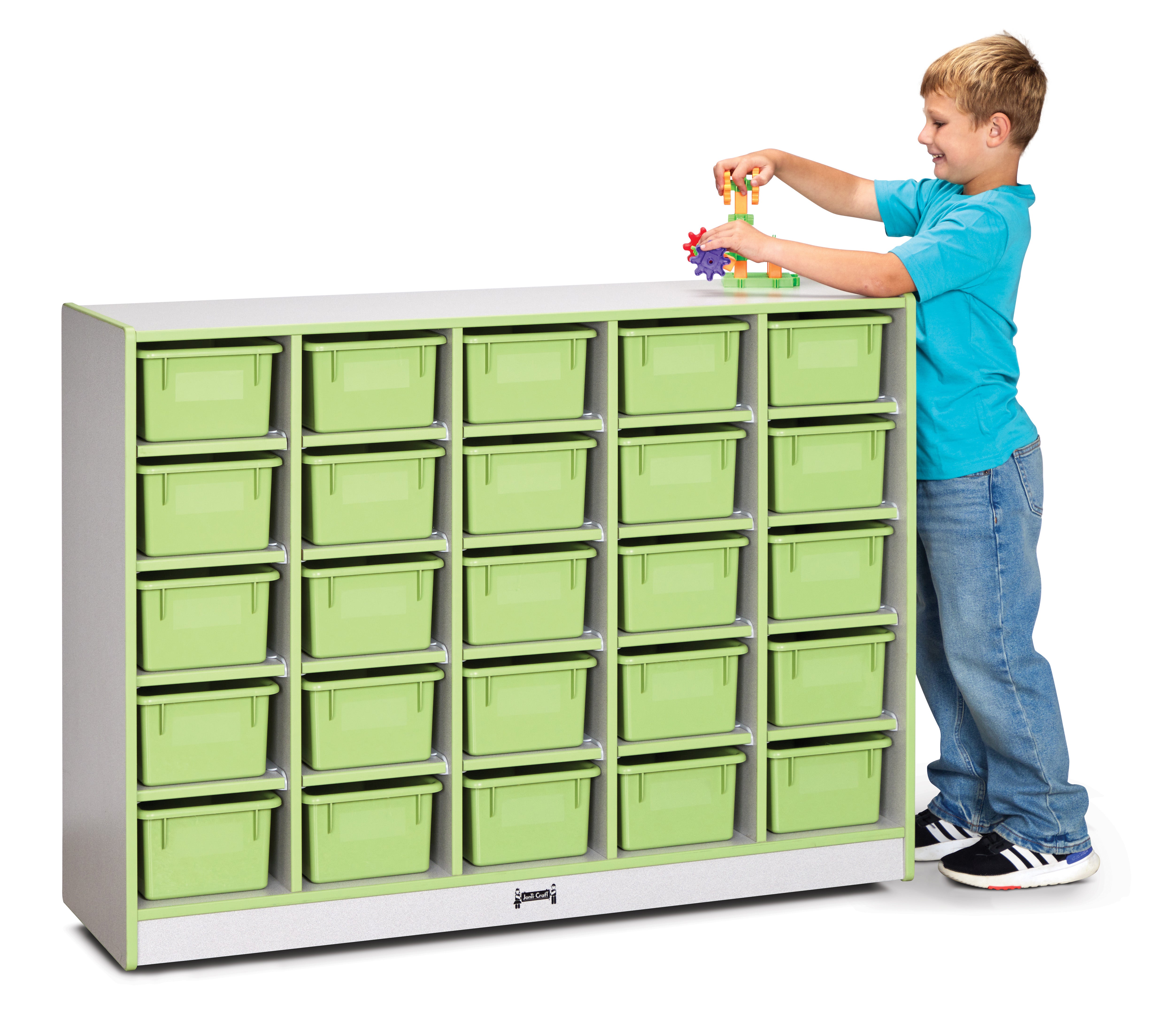 Rainbow Accents® 25 Cubbie-Tray Mobile Storage - with Trays  - Key Lime Green