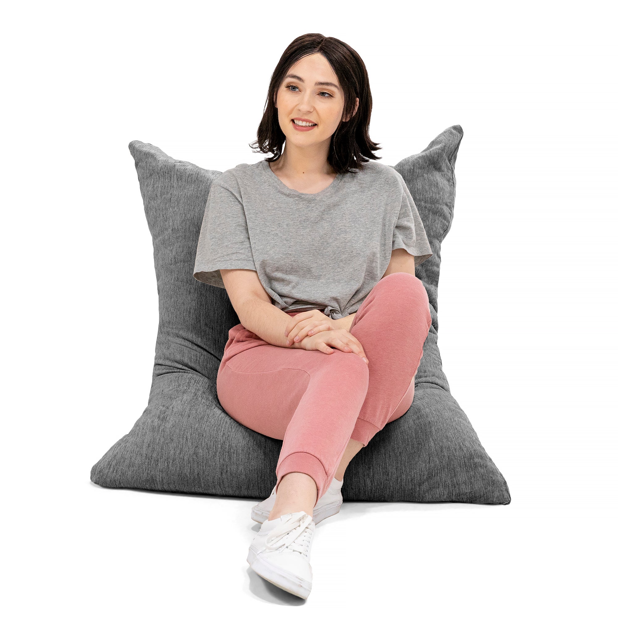 Jaxx Pillow Saxx 3.5 Foot Giant Décor Floor Pillow, Premium Chenille Cover, Grey