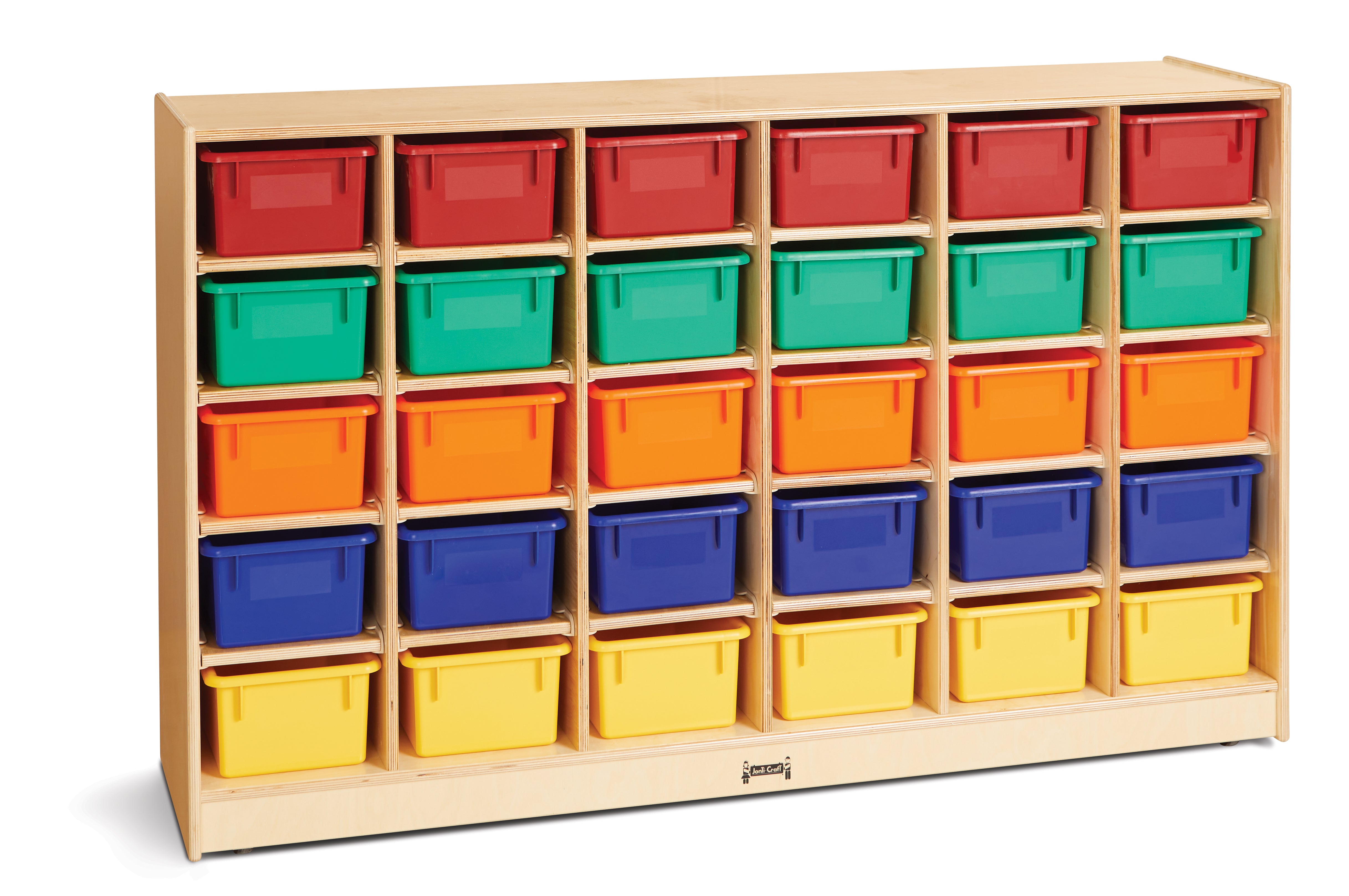 Jonti-Craft® 30 Cubbie-Tray Mobile Storage - with Colored Trays - Magnetic Write-n-Wipe Back