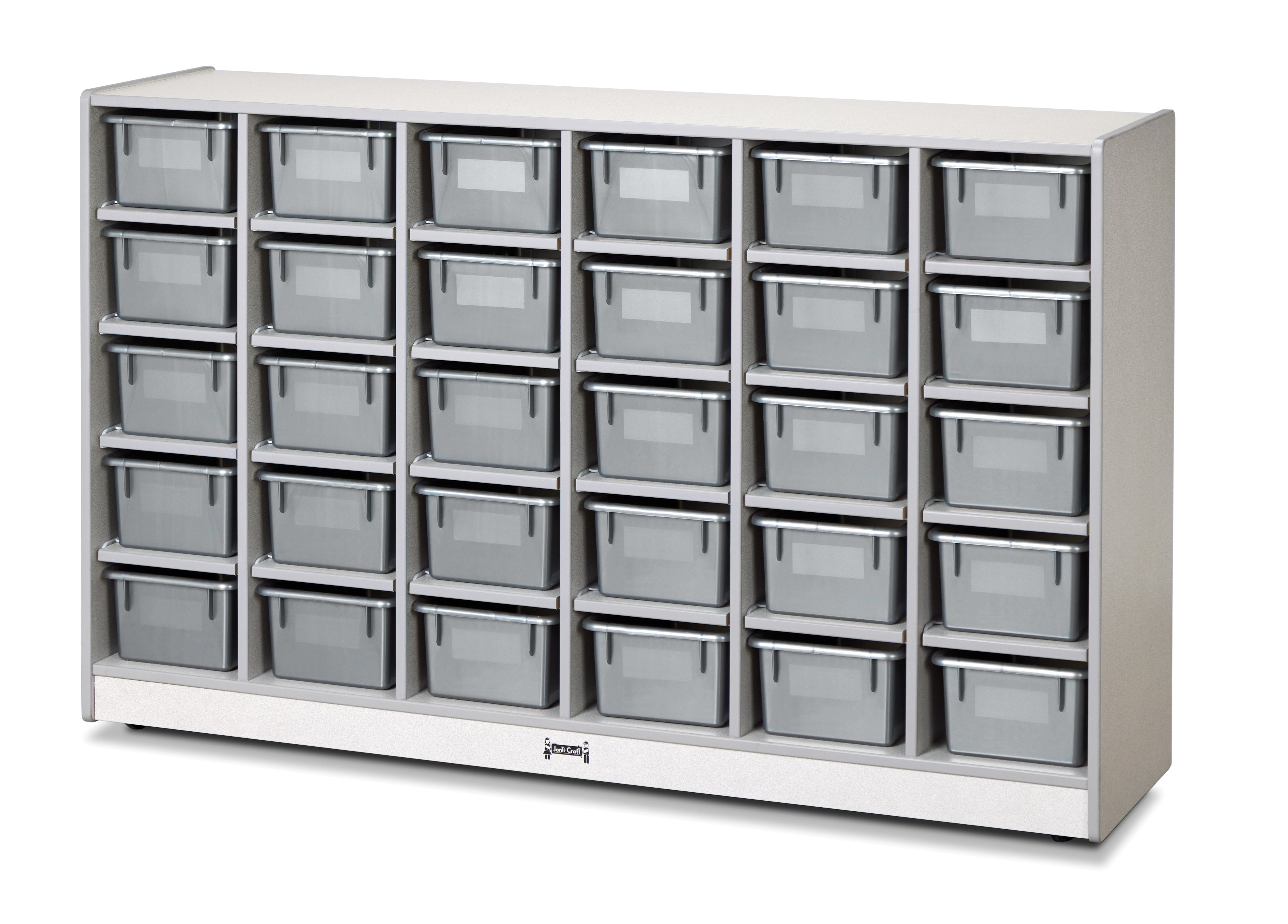 Rainbow Accents® 30 Cubbie-Tray Mobile Storage - with Trays  - Gray