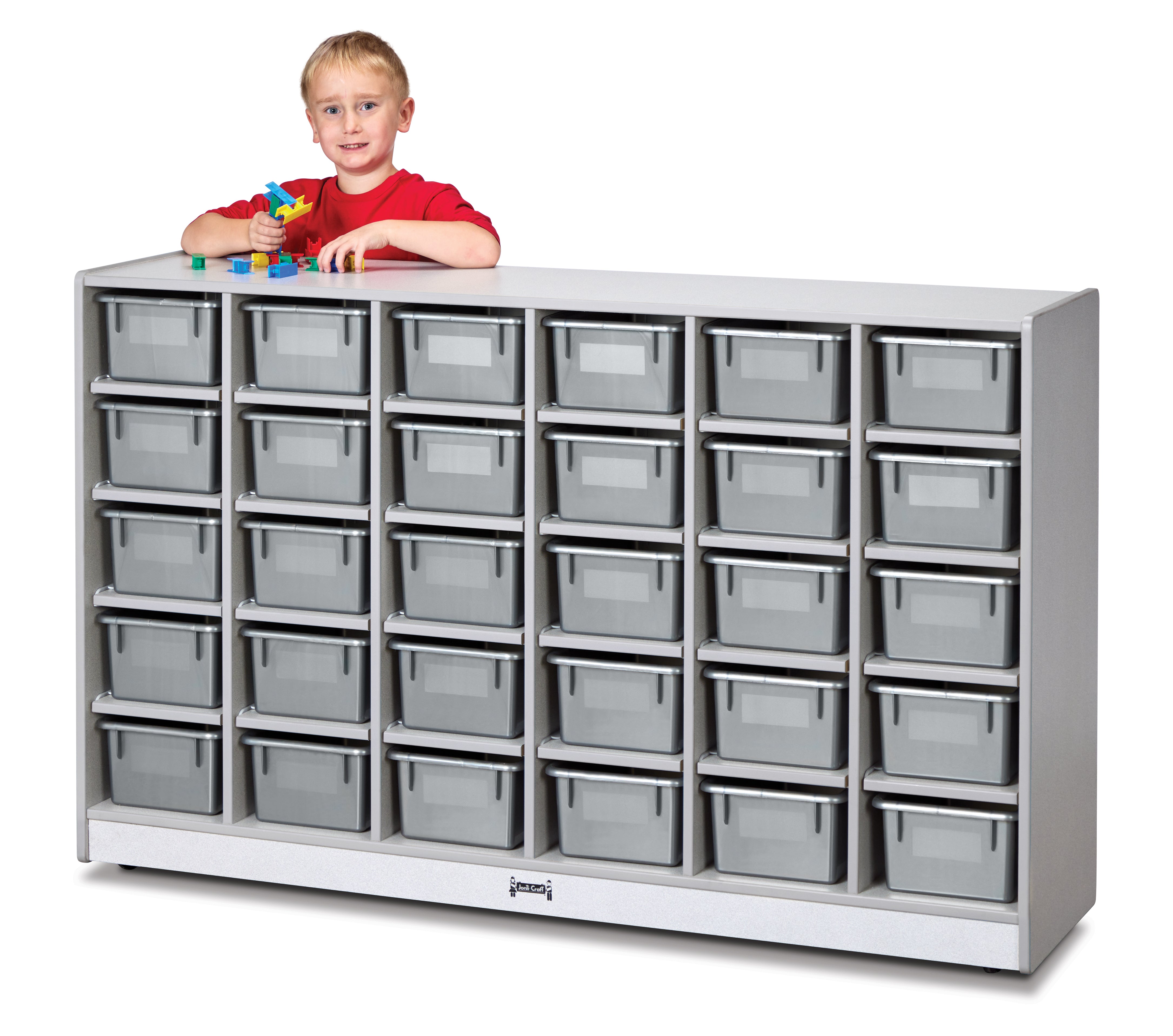 Rainbow Accents® 30 Cubbie-Tray Mobile Storage - with Trays  - Gray