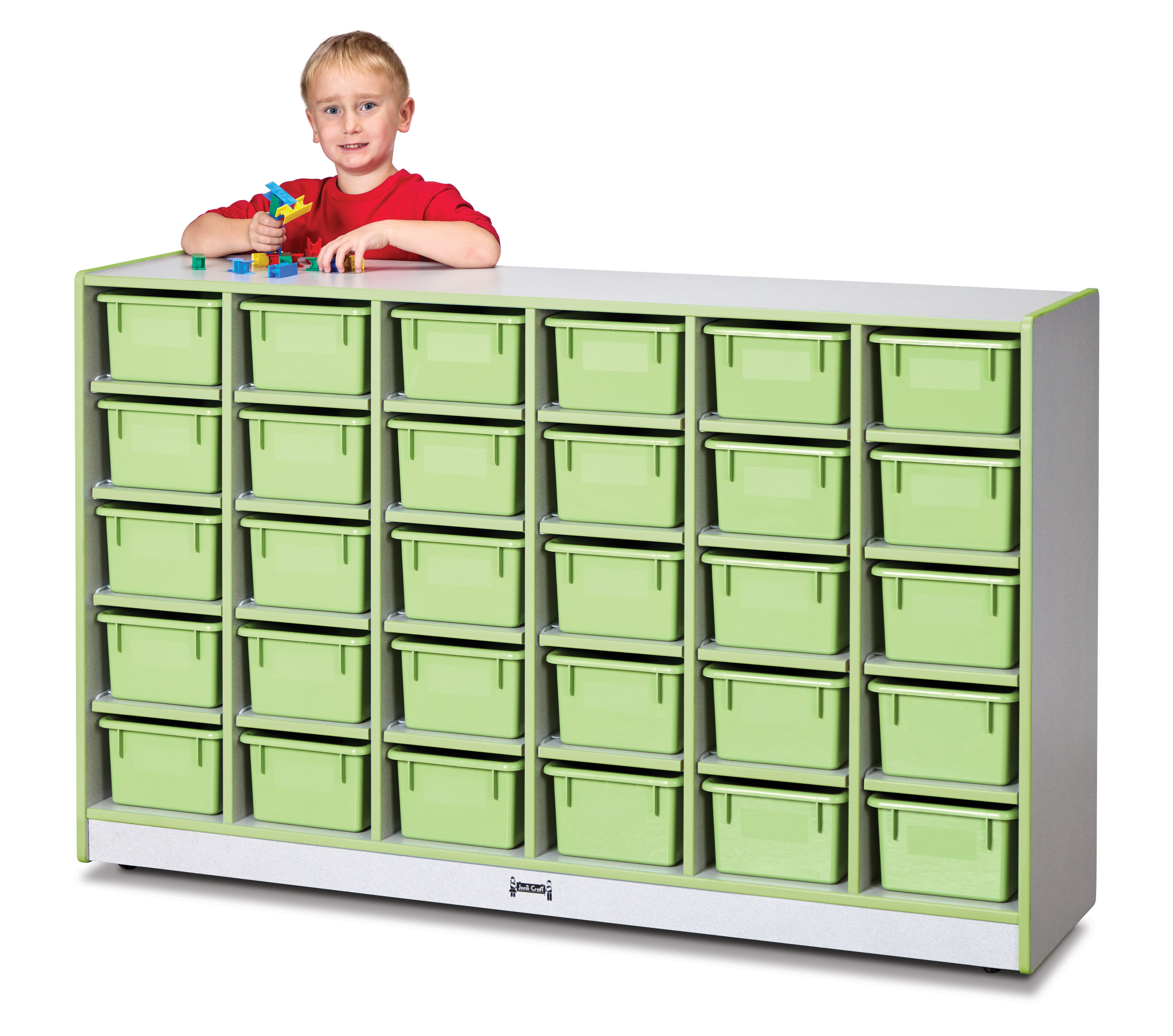 Rainbow Accents® 30 Cubbie-Tray Mobile Storage - with Trays - Key Lime Green