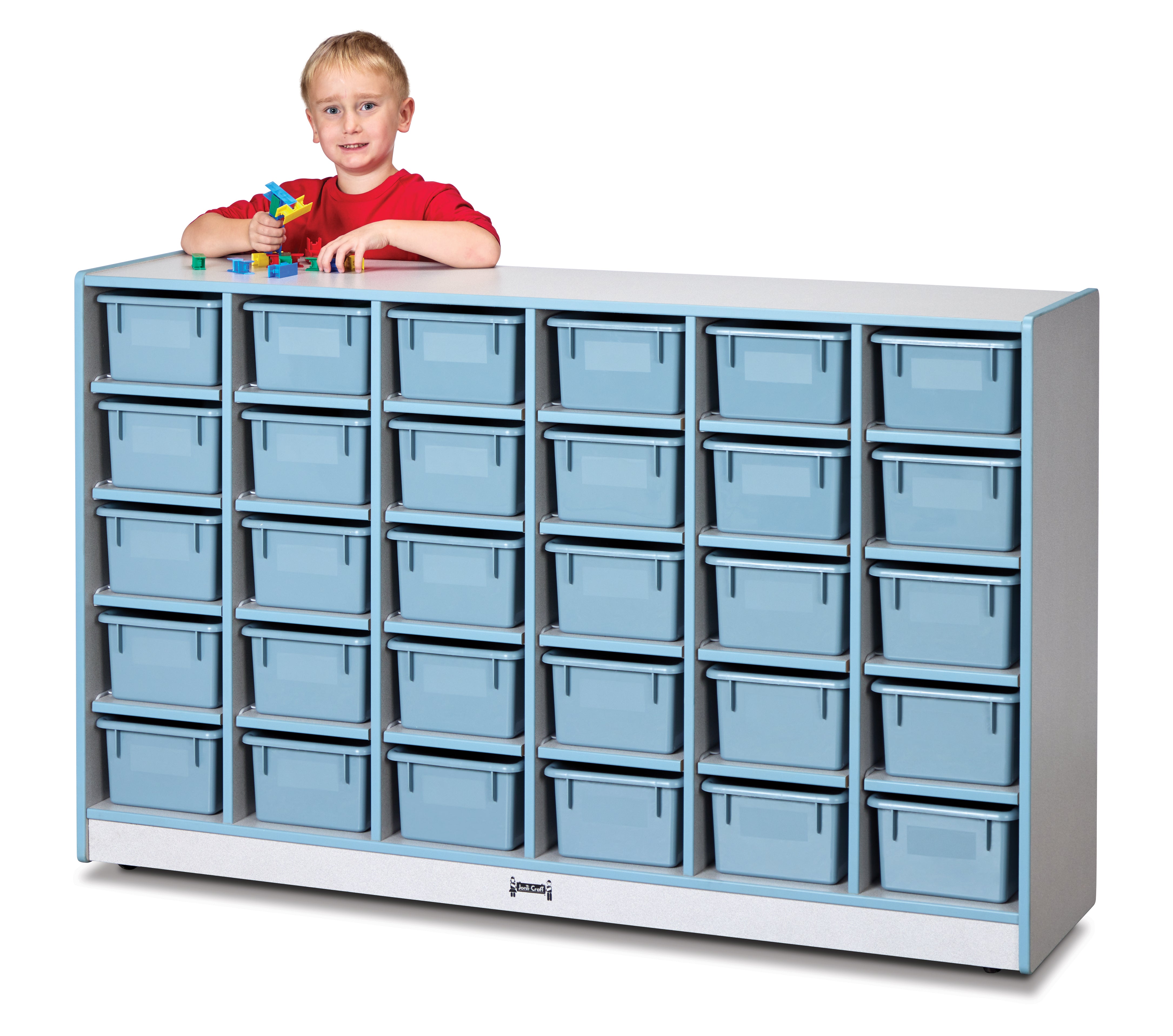 Rainbow Accents® 30 Cubbie-Tray Mobile Storage - with Trays - Coastal Blue