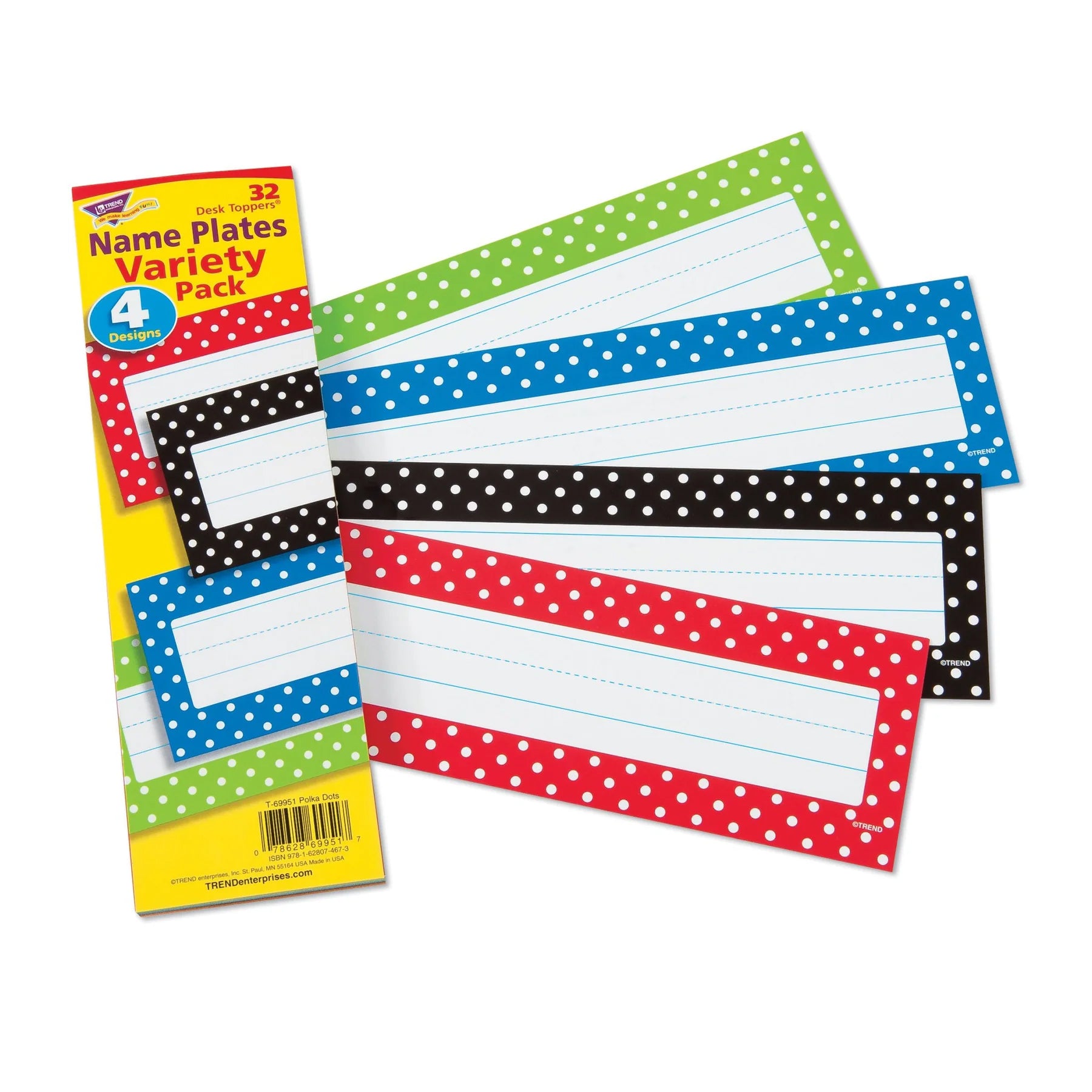 Polka Dots Desk Toppers® Name Plates Var. Pk., 32 ct