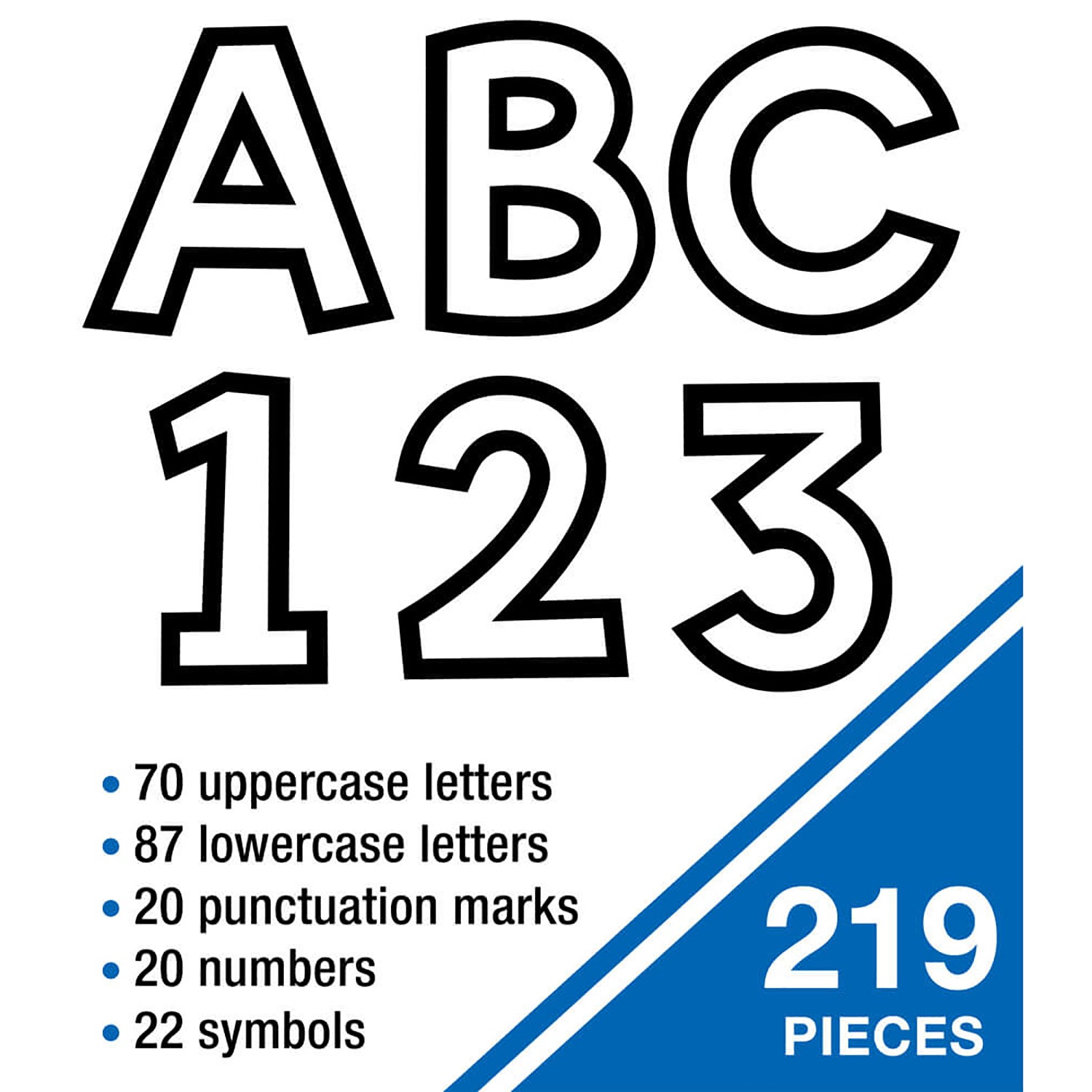 White with Black Trim Combo Pack EZ Letters, 219 Pieces