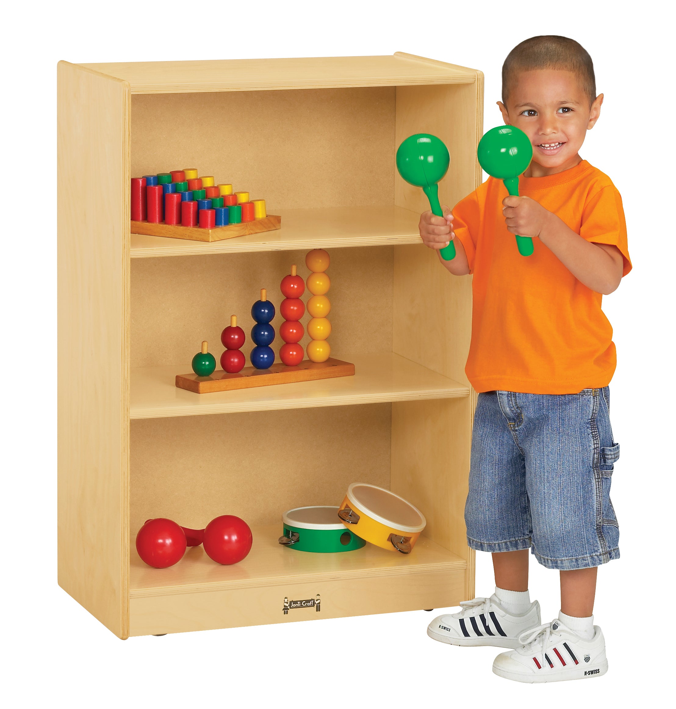 Jonti-Craft® Space-Saver Mobile Straight-Shelf - Plywood Back