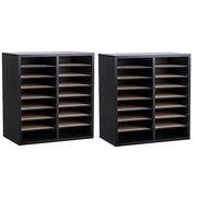 Wood Adjustable 16 Compartment Literature Organizer, Black 2 Pack