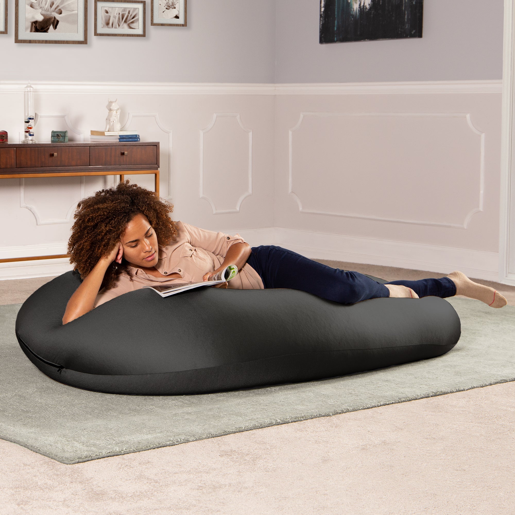 Nimbus Spandex Bean Bag Chair, Large, Black