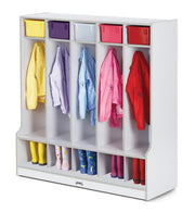 Rainbow Accents® 5 Section Coat Locker with Step  - Gray