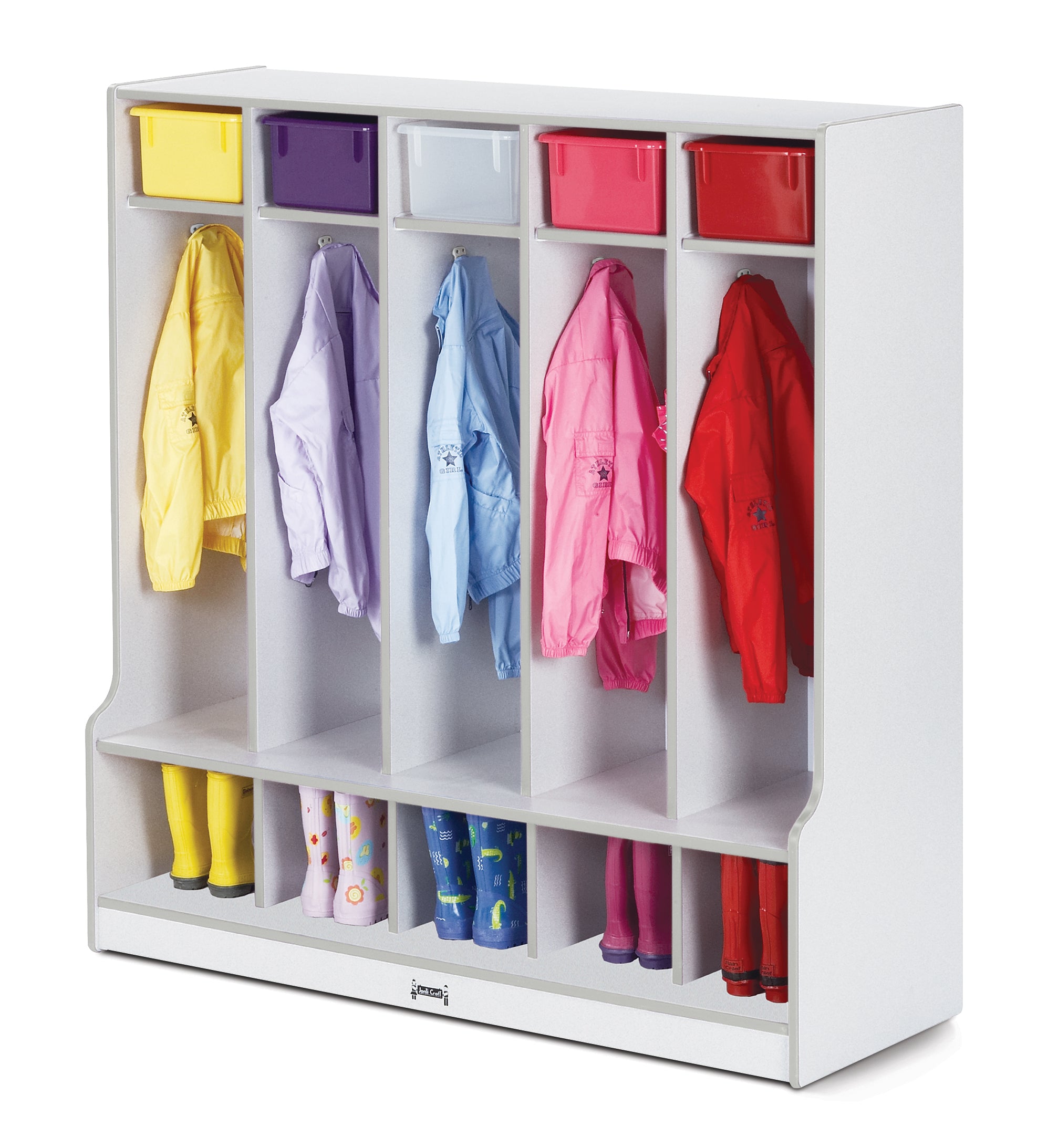 Rainbow Accents® 5 Section Coat Locker with Step  - Gray