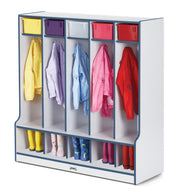 Rainbow Accents® 5 Section Coat Locker with Step - Navy
