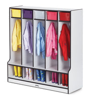 Rainbow Accents® 5 Section Coat Locker with Step - Black