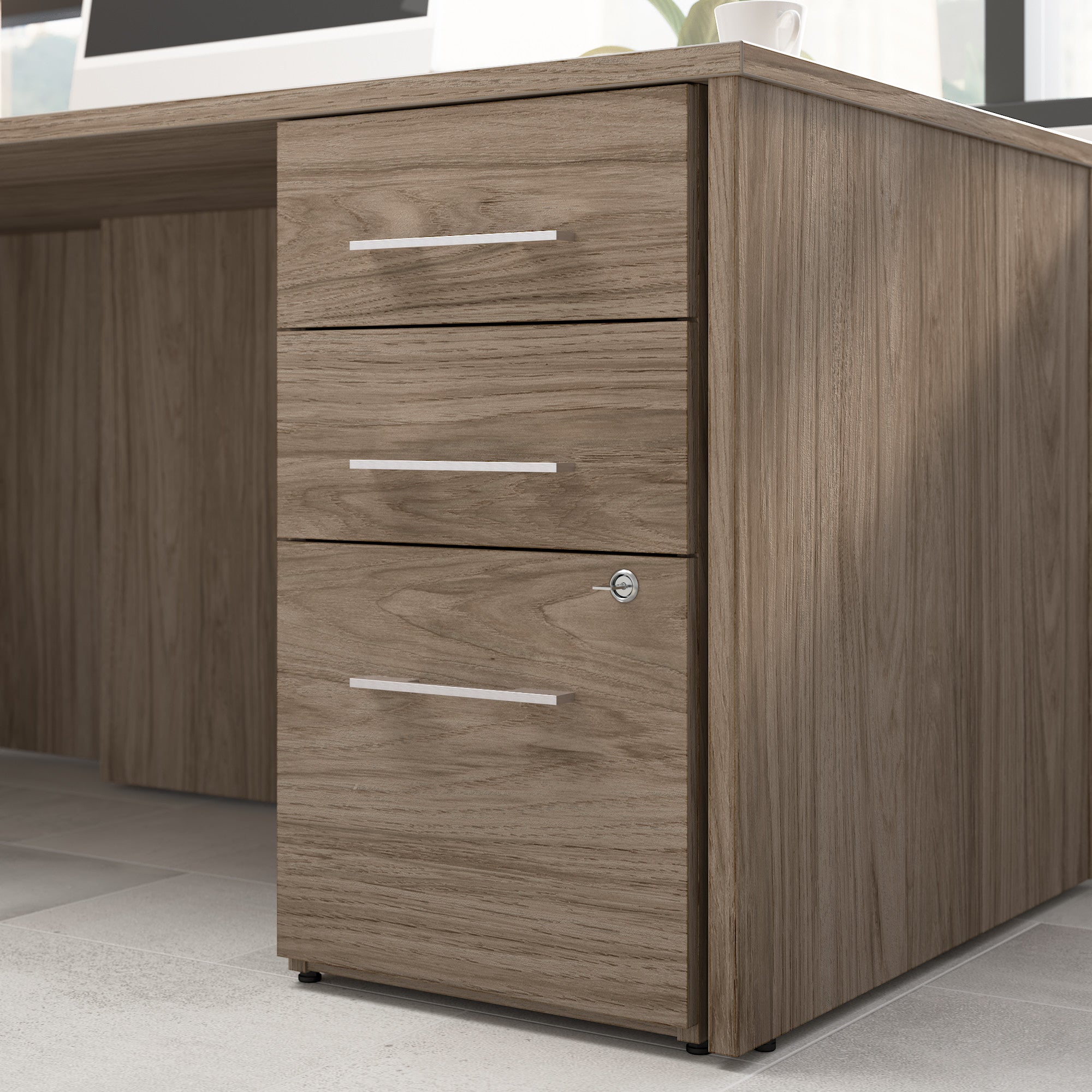 Bush Business Furniture Office 500 16W 3 Drawer File Cabinet in Modern Hickory - Assembled - 15.75" Width x 20.35" Depth x 28.84" Height
