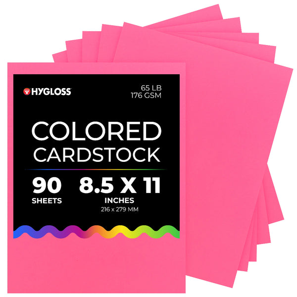 Hygloss Colored Cardstock - 8.5"x11", 90 sheets, Pink