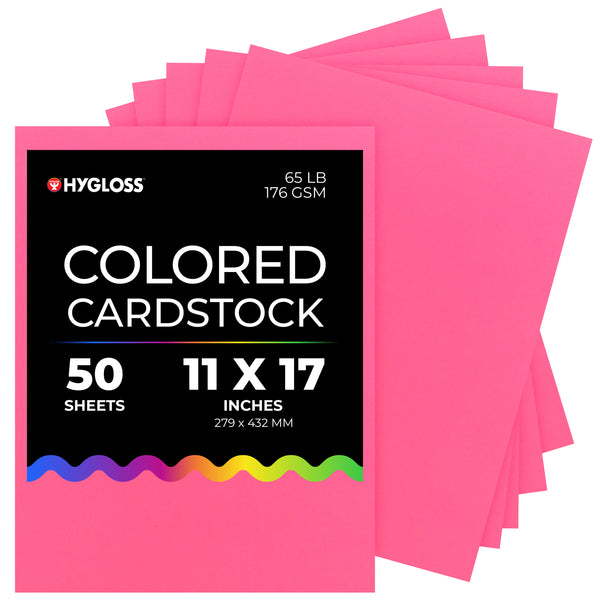 Hygloss Colored Cardstock - 11"x17", 50 sheets, Pink