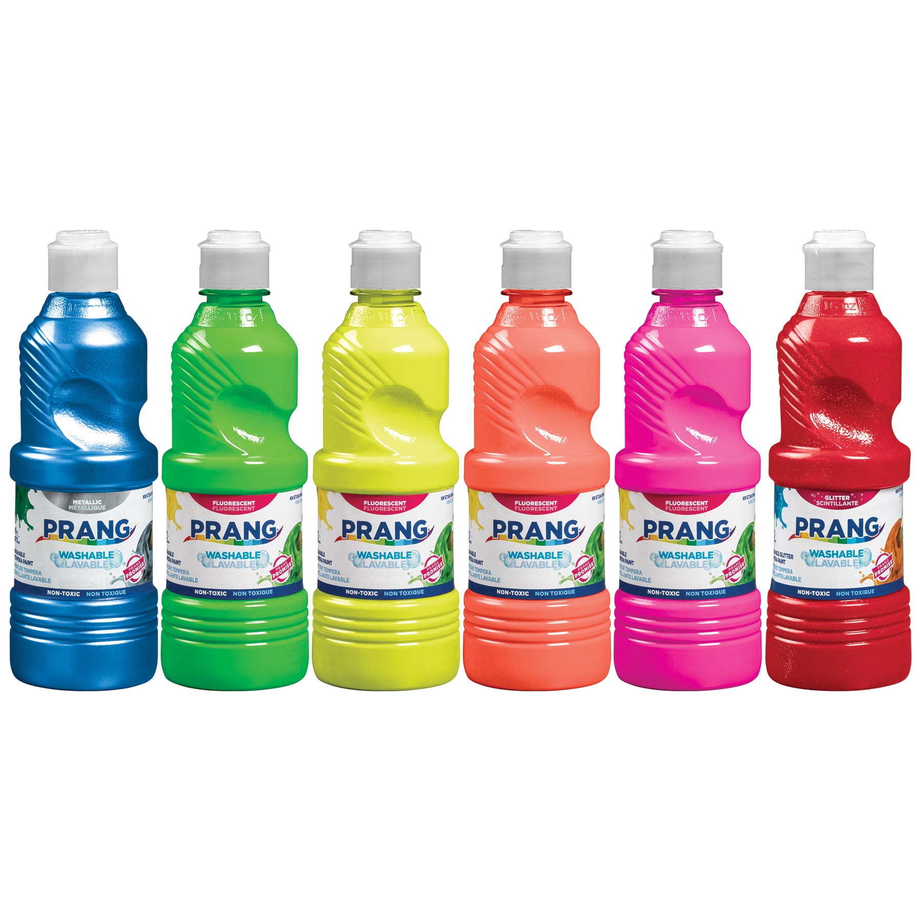 Washable Ready-to-Use Paint, 16 oz, Fluorescent, Metallic & Glitter, 6 Colors