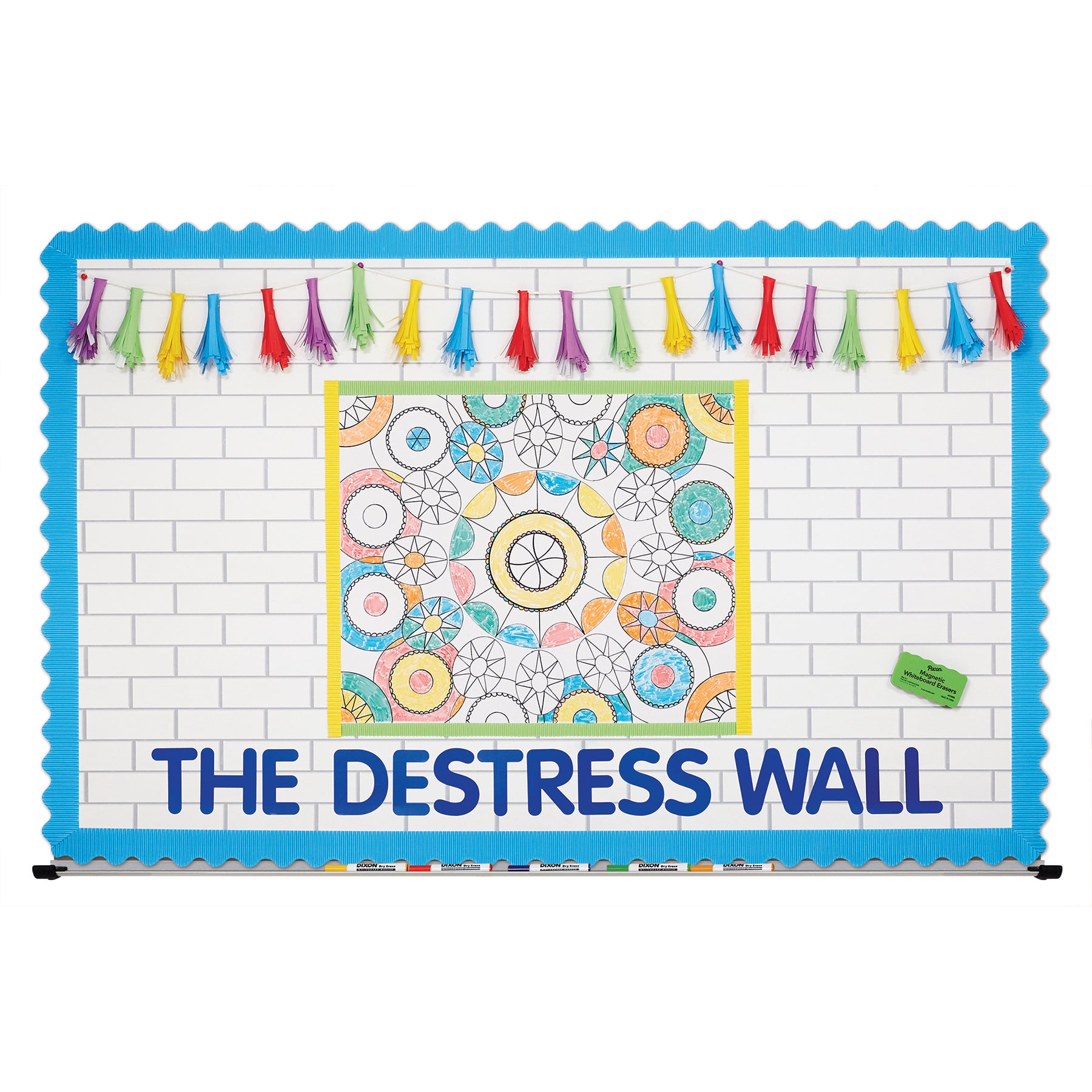 Magnetic Chalk & Whiteboard Eraser, 4 Assorted Colors, 2-1/4" x 4-1/4", 4 Erasers