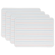 Two-Sided Dry Erase Board, Plain/Red & Blue Ruled, 9" x 12", Pack of 4