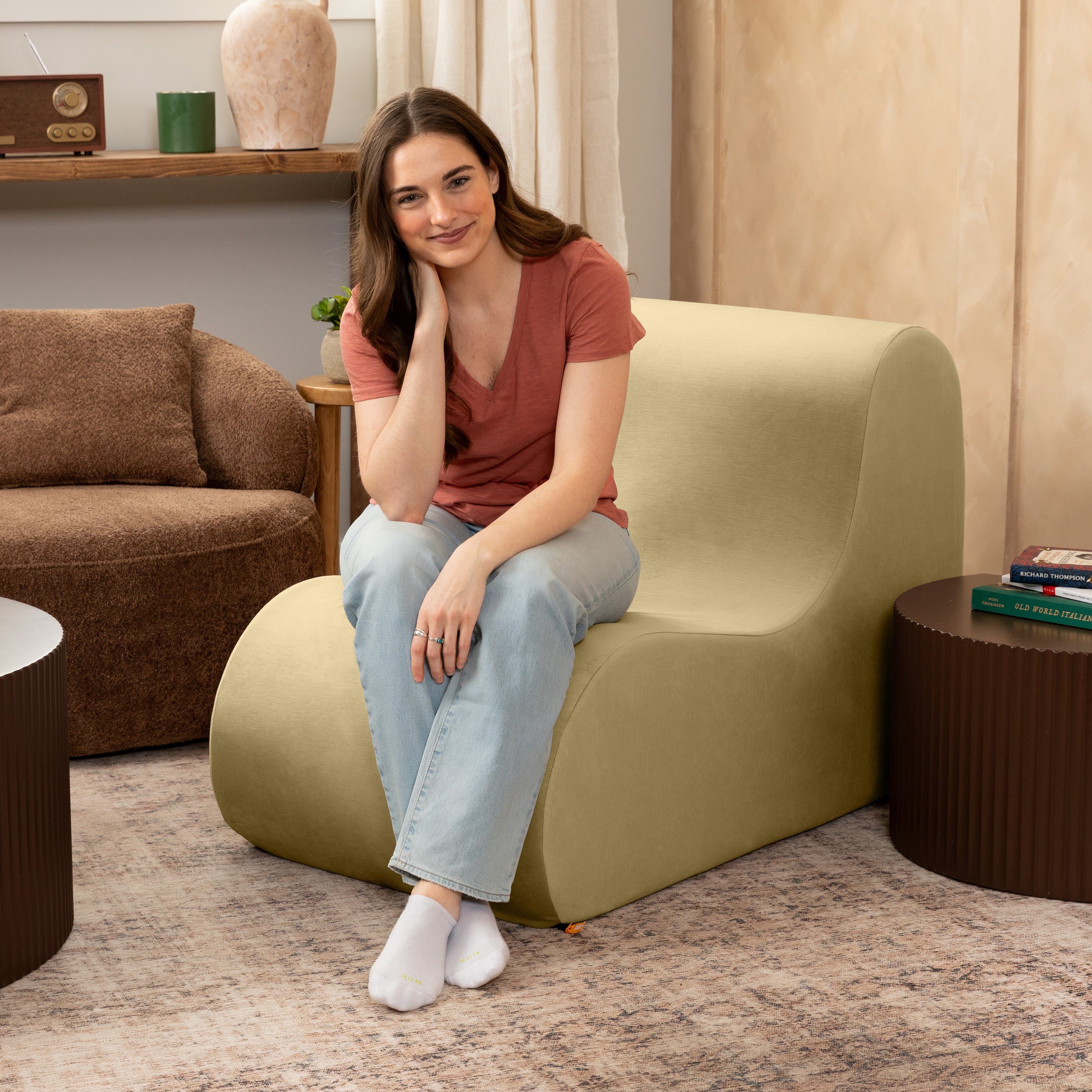 Jaxx Uptown Large Modern Armless Accent Chair, Camel