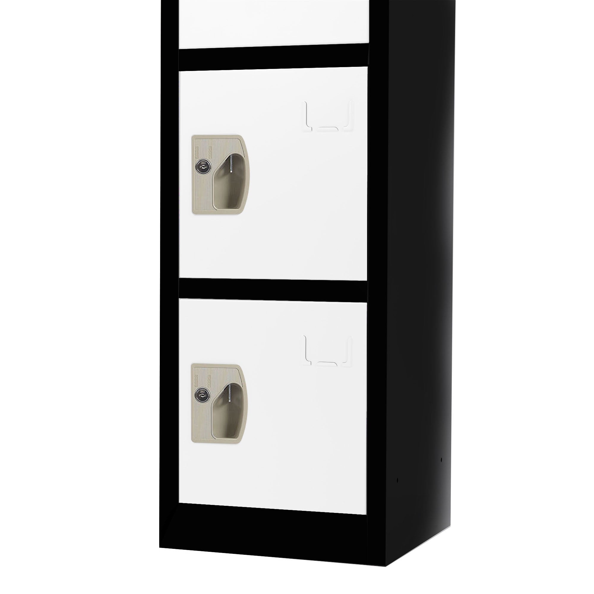 Large 6 Door Locker – Black Body With White Doors 2-Pack